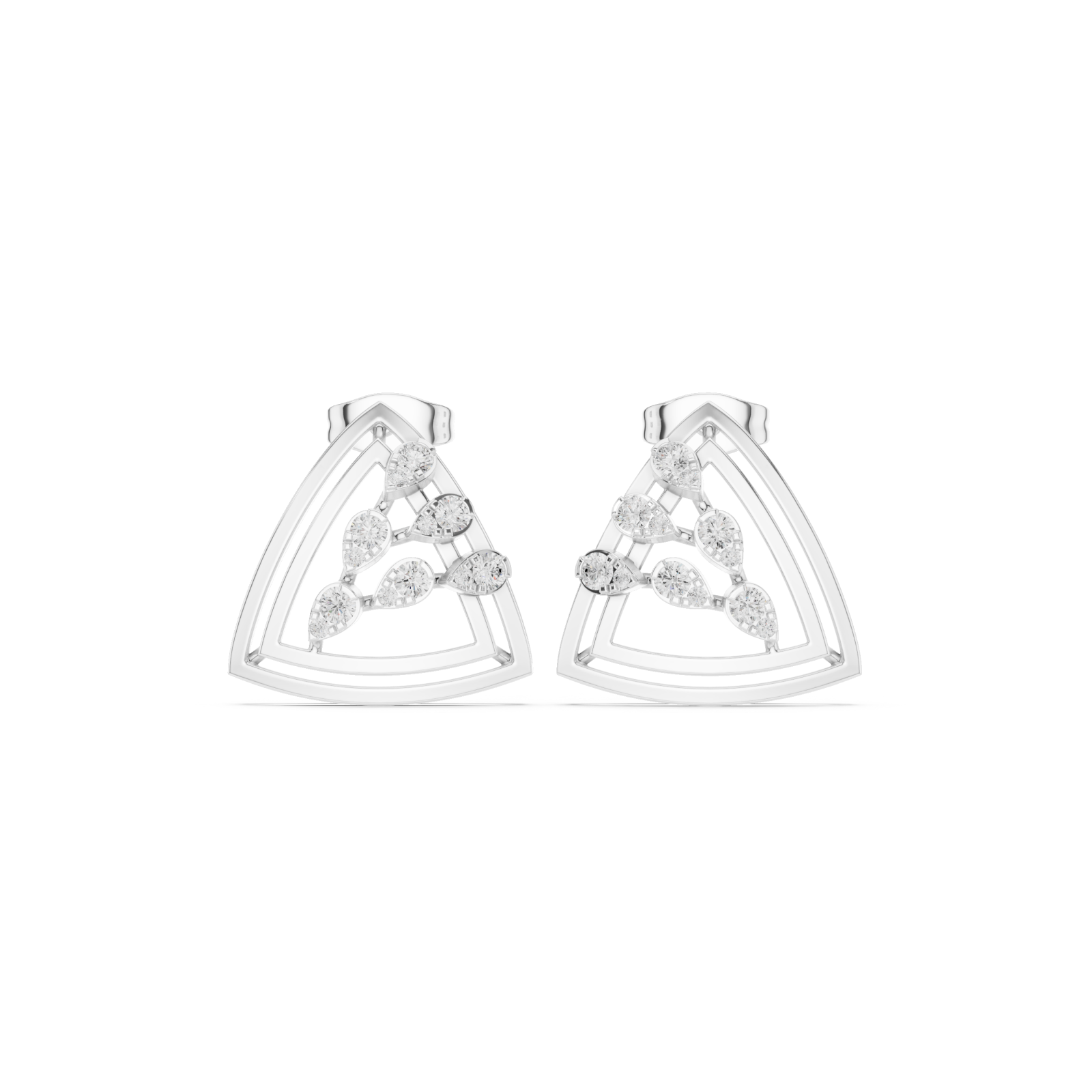  White Gold Artisan Linework Crescendo Marquise Earring Front View