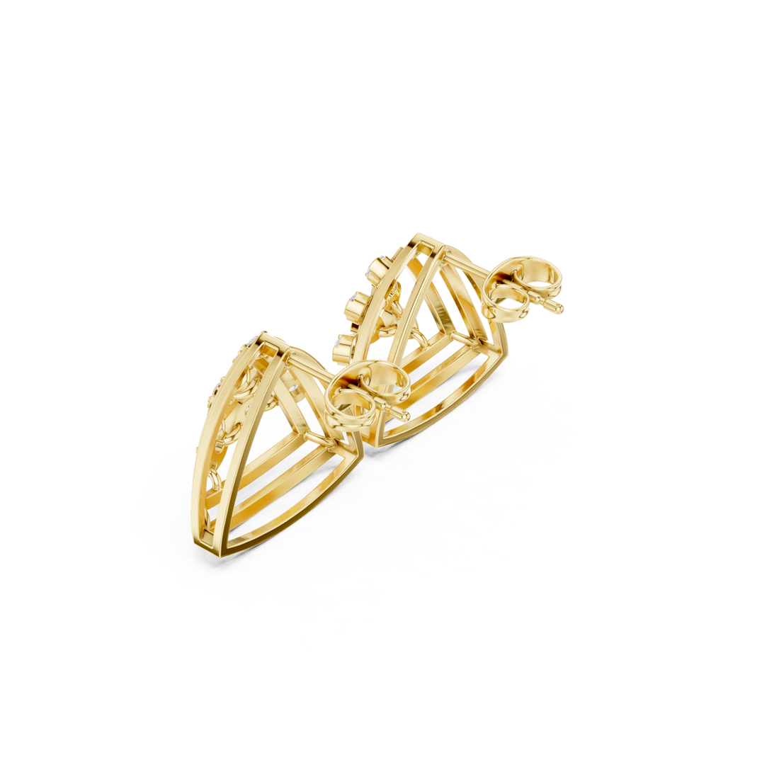 Gold Artisan Linework Crescendo Marquise Earring Right View