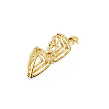Gold Artisan Linework Crescendo Marquise Earring Right View