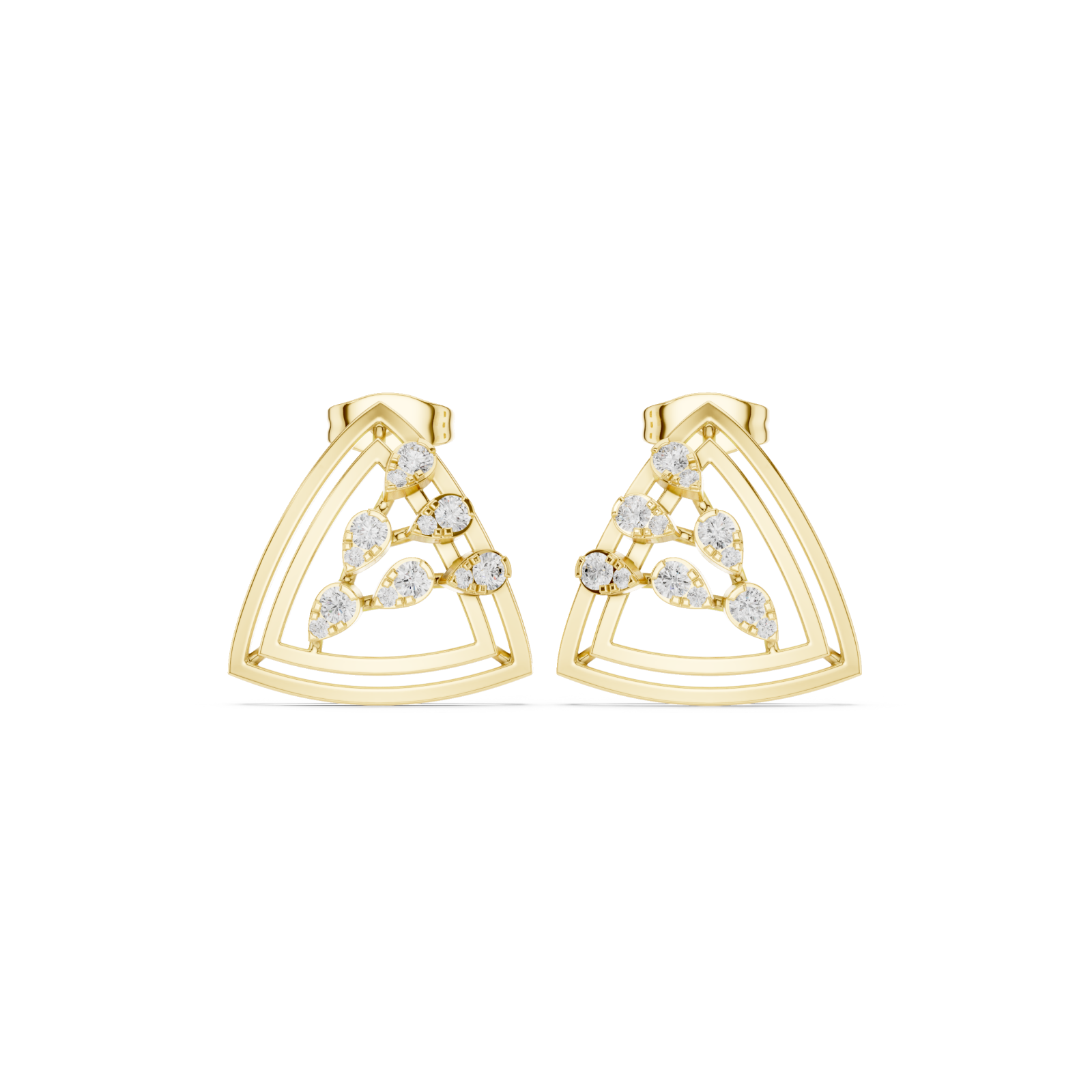  Gold Artisan Linework Crescendo Marquise Earring Front View