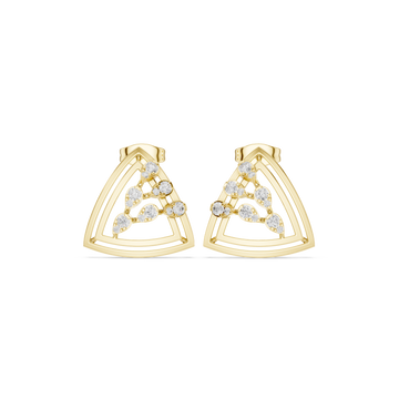  Gold Artisan Linework Crescendo Marquise Earring Front View