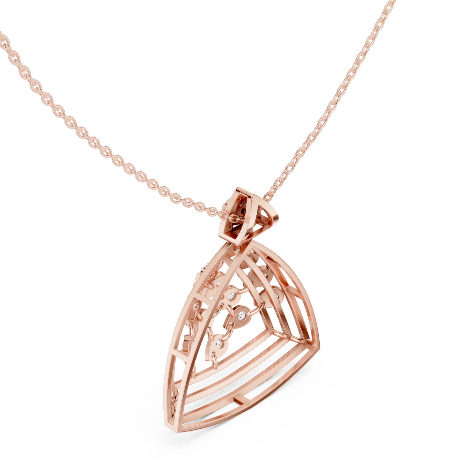  Rose Gold Whispering Vaulted Arc Chain Necklace Right View