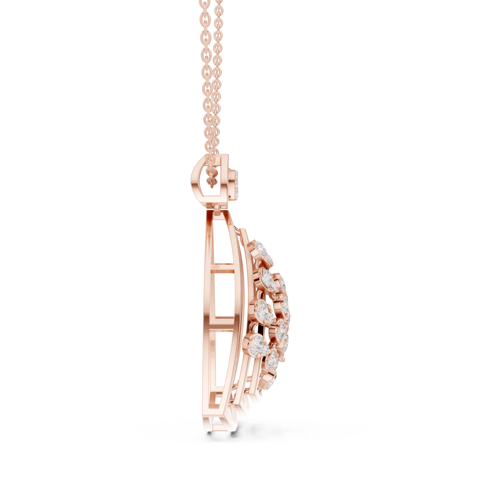 Rose Gold Whispering Vaulted Arc Chain Necklace Side View