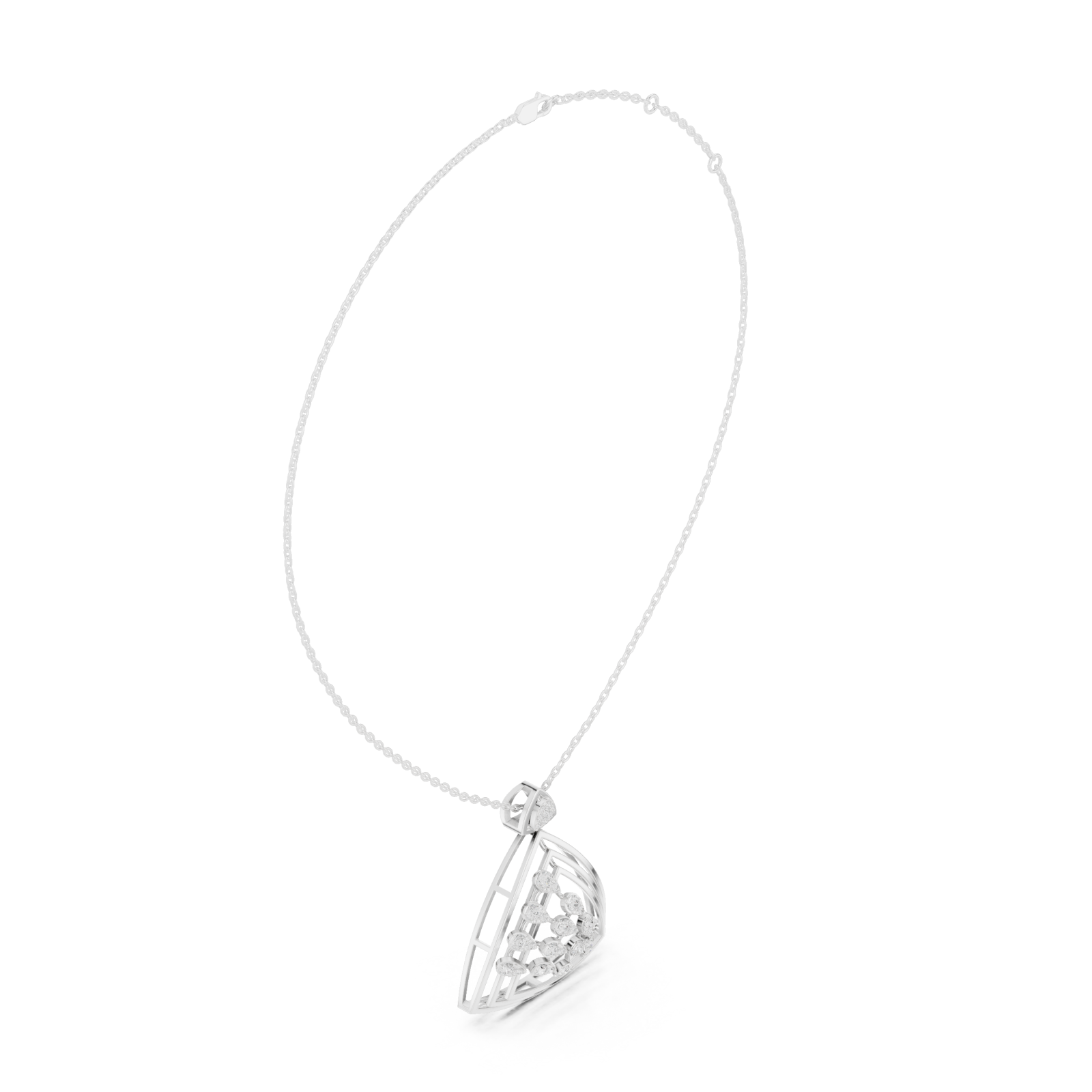  White Gold Whispering Vaulted Arc Chain Necklace Left View