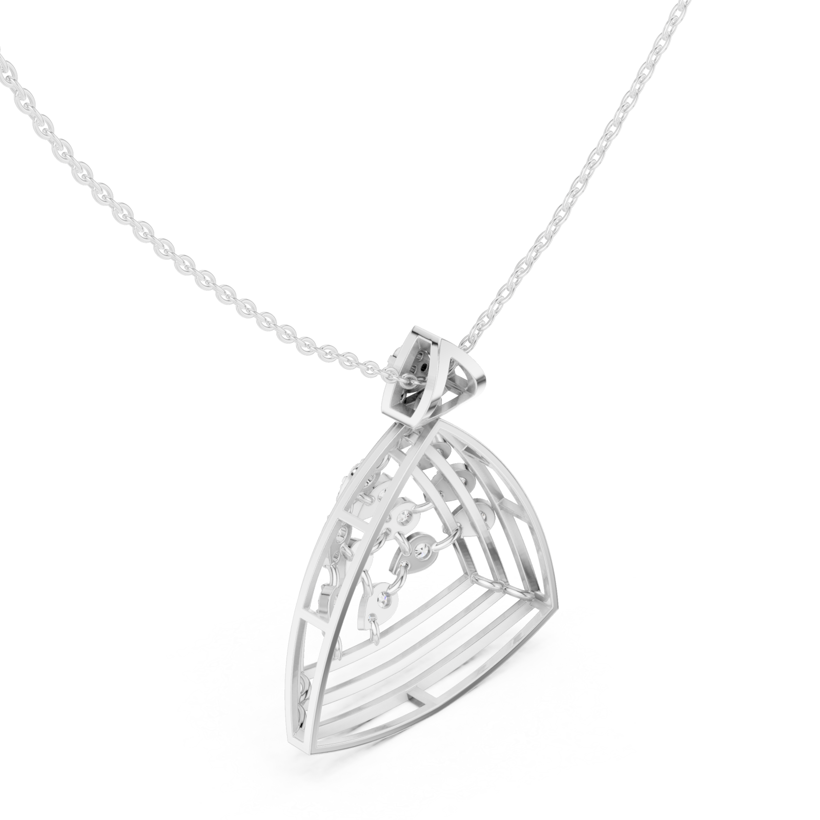  White Gold Whispering Vaulted Arc Chain Necklace Right View
