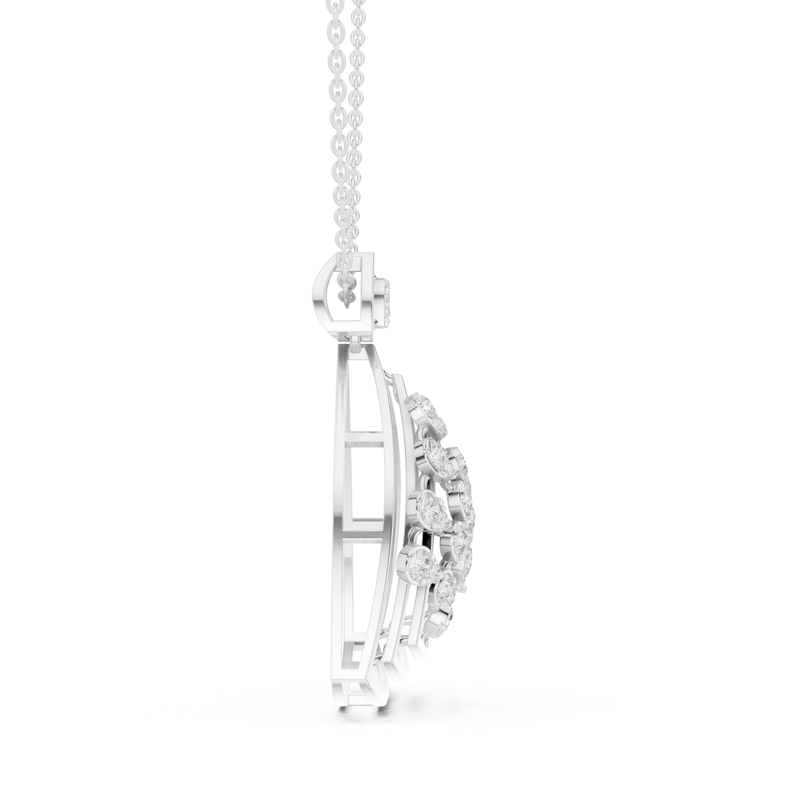  White Gold Whispering Vaulted Arc Chain Necklace Side View