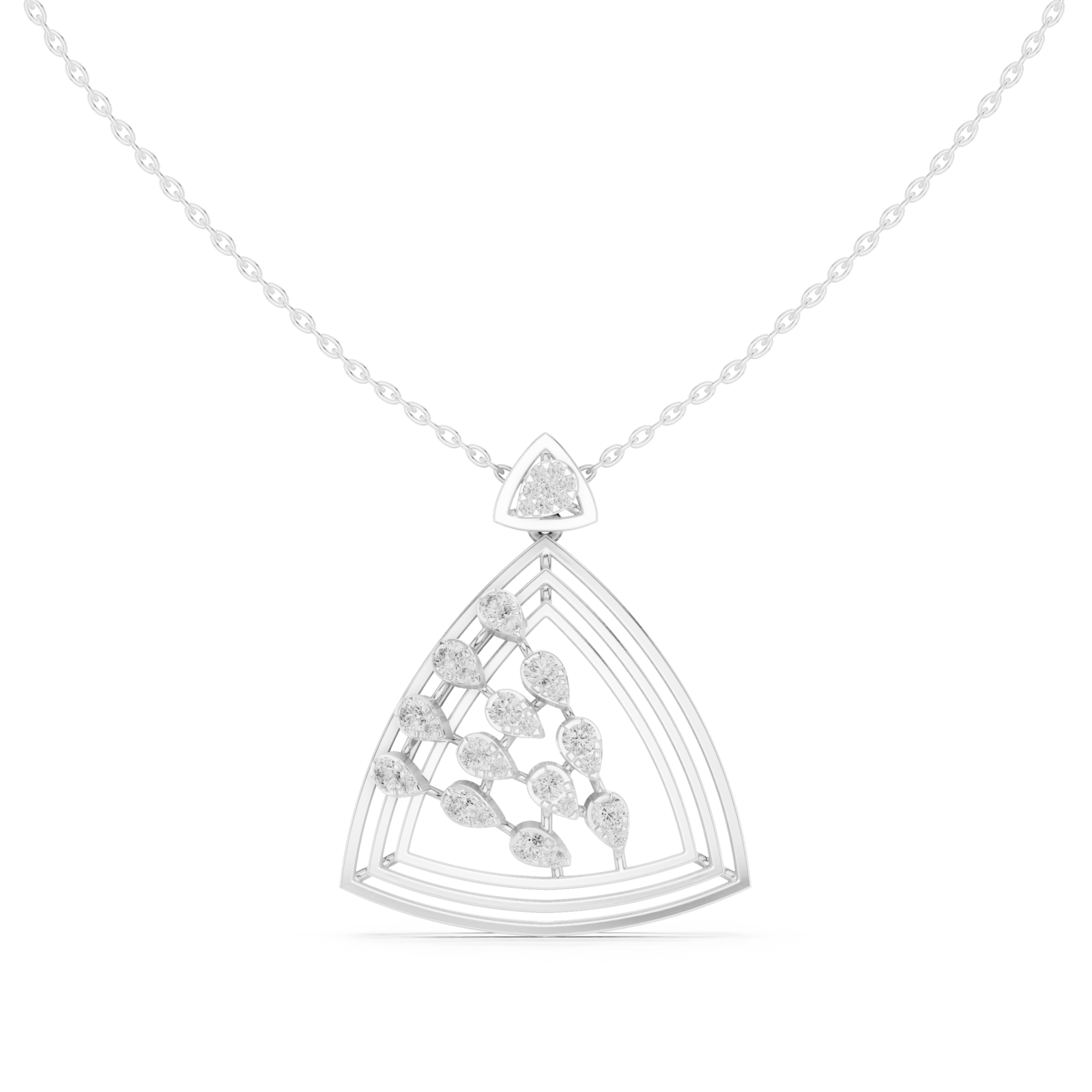  White Gold Whispering Vaulted Arc Chain Necklace Front View
