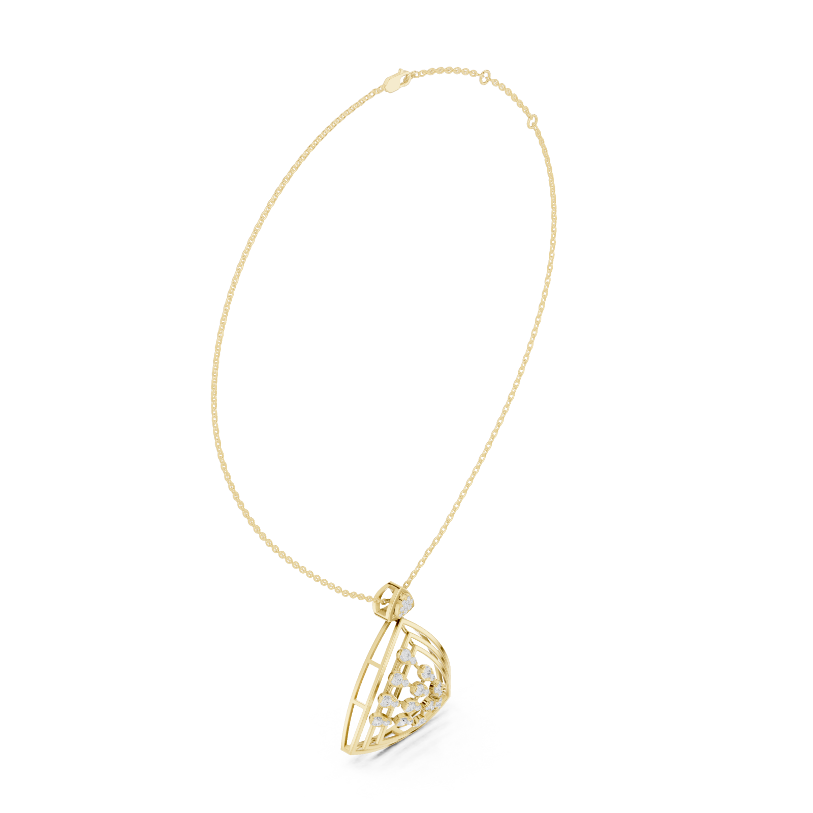  Gold Whispering Vaulted Arc Chain Necklace Left View