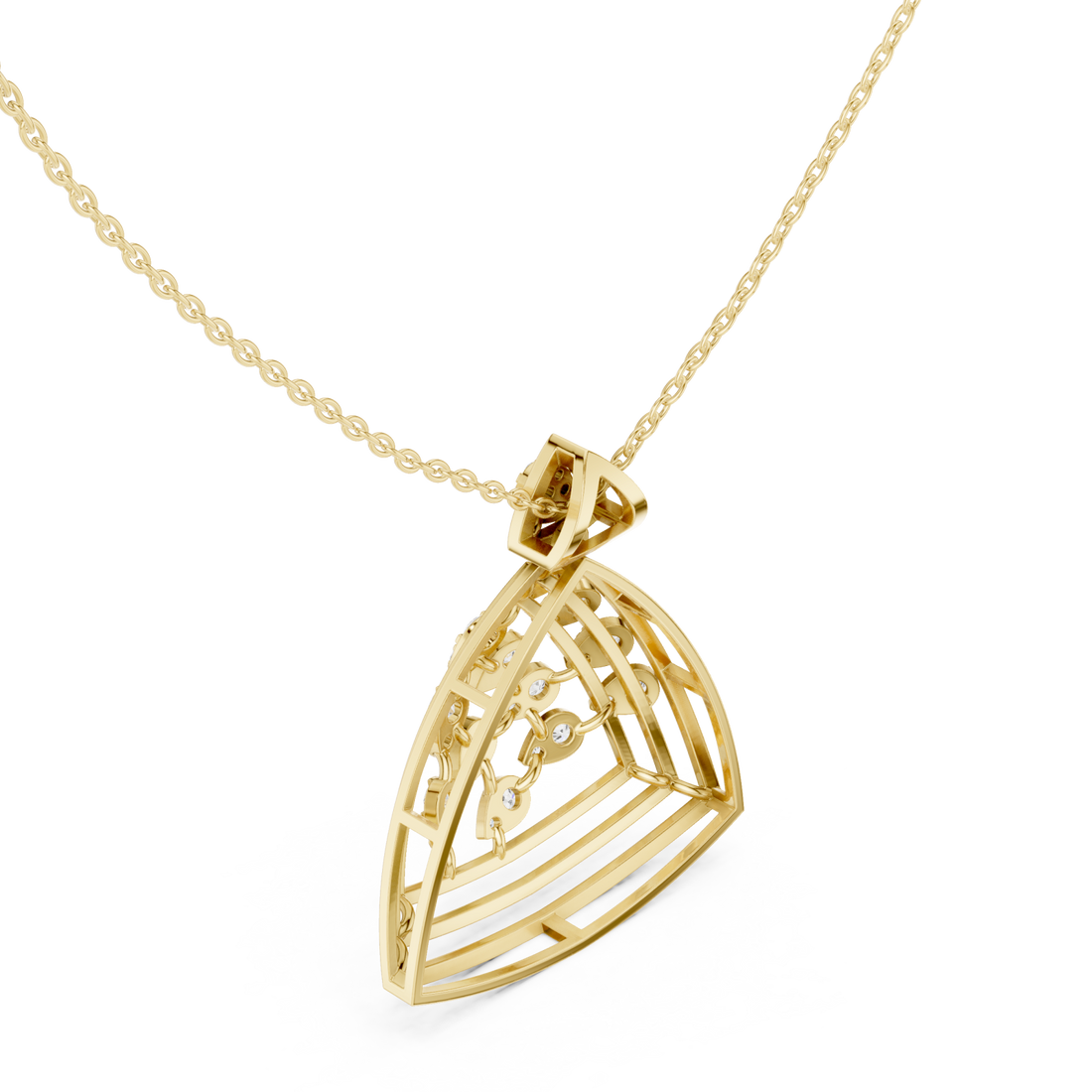 Gold Whispering Vaulted Arc Chain Necklace Right View