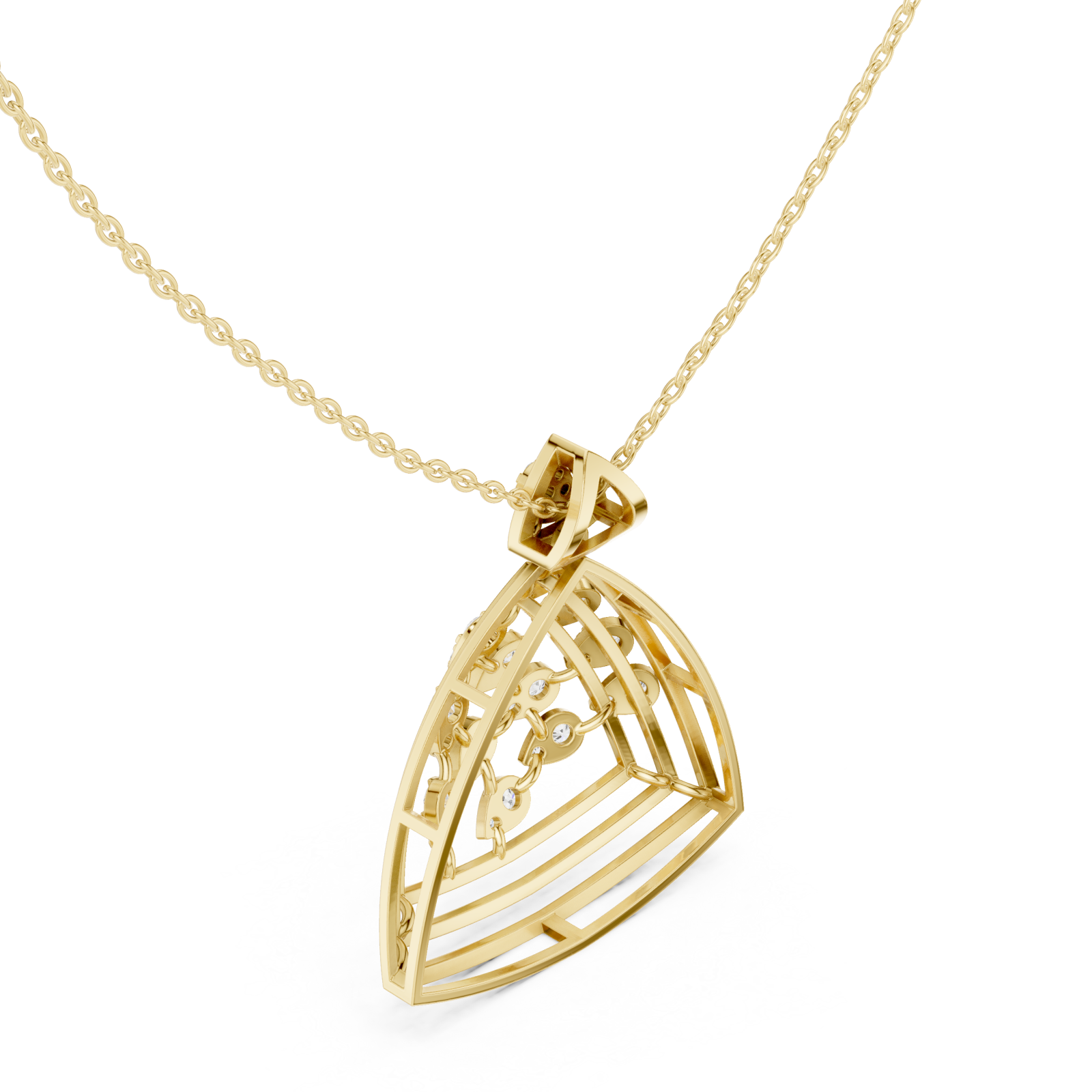 Gold Whispering Vaulted Arc Chain Necklace Right View