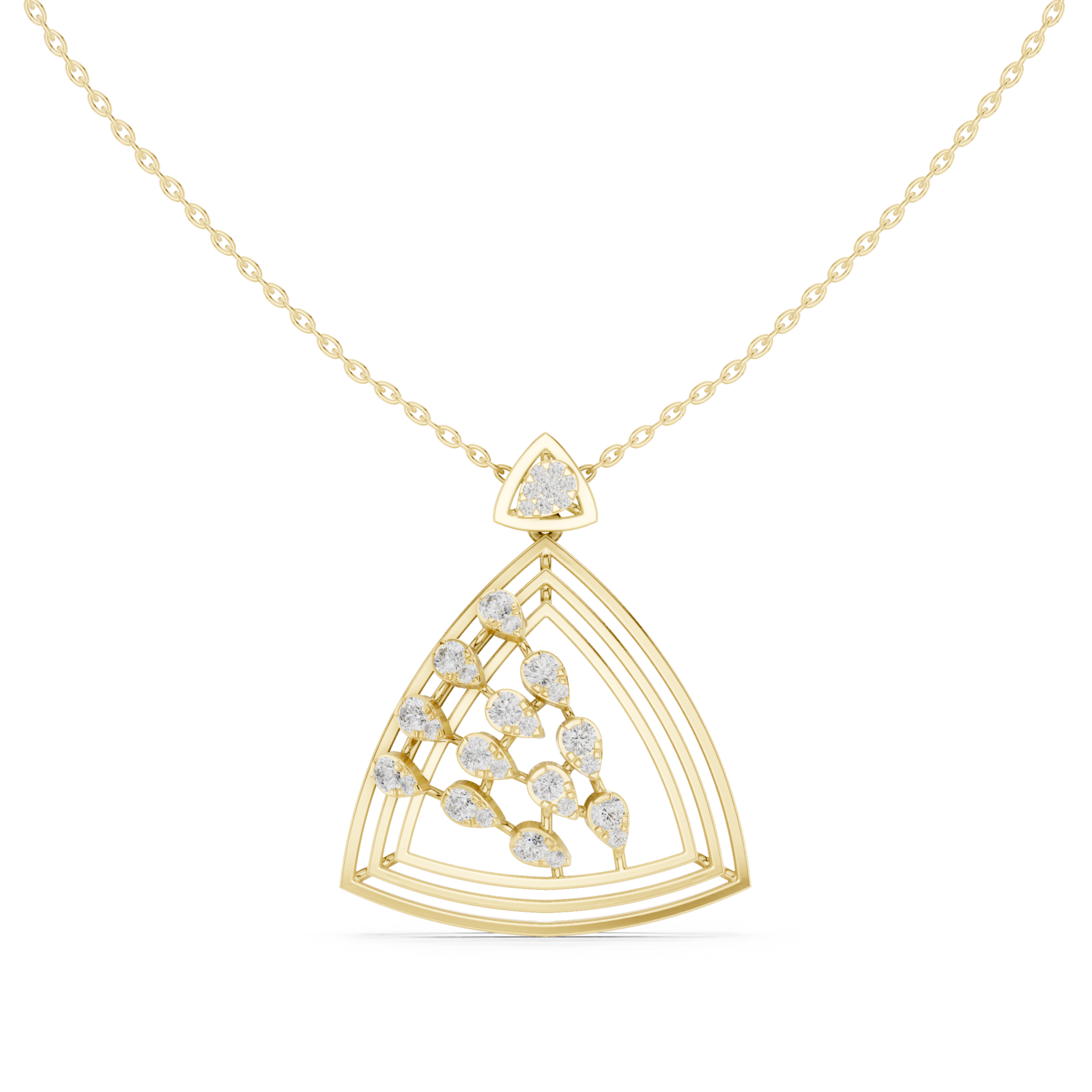  Gold Whispering Vaulted Arc Chain Necklace Front View