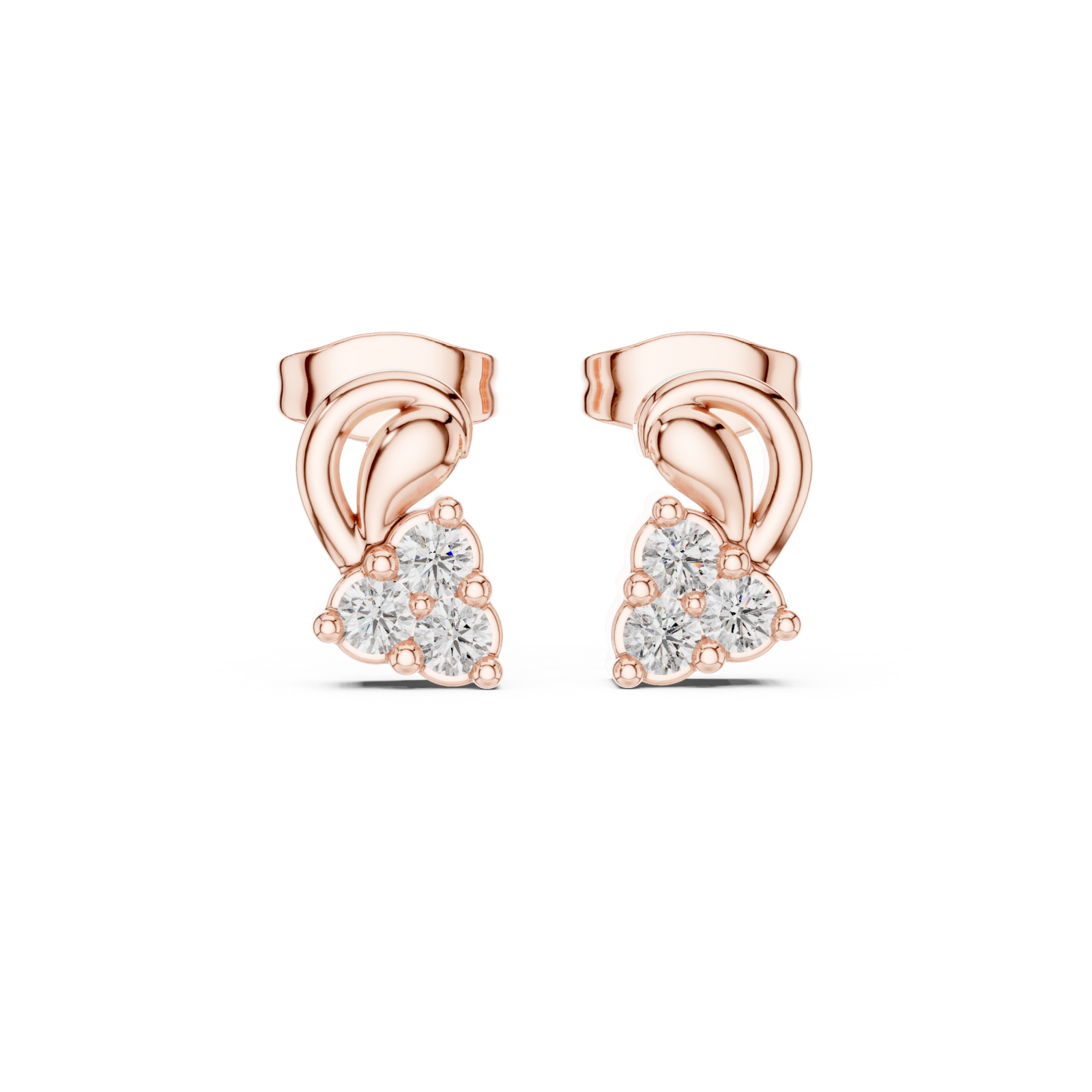  Rose Gold Eternal Embrace Petite Studs Front View