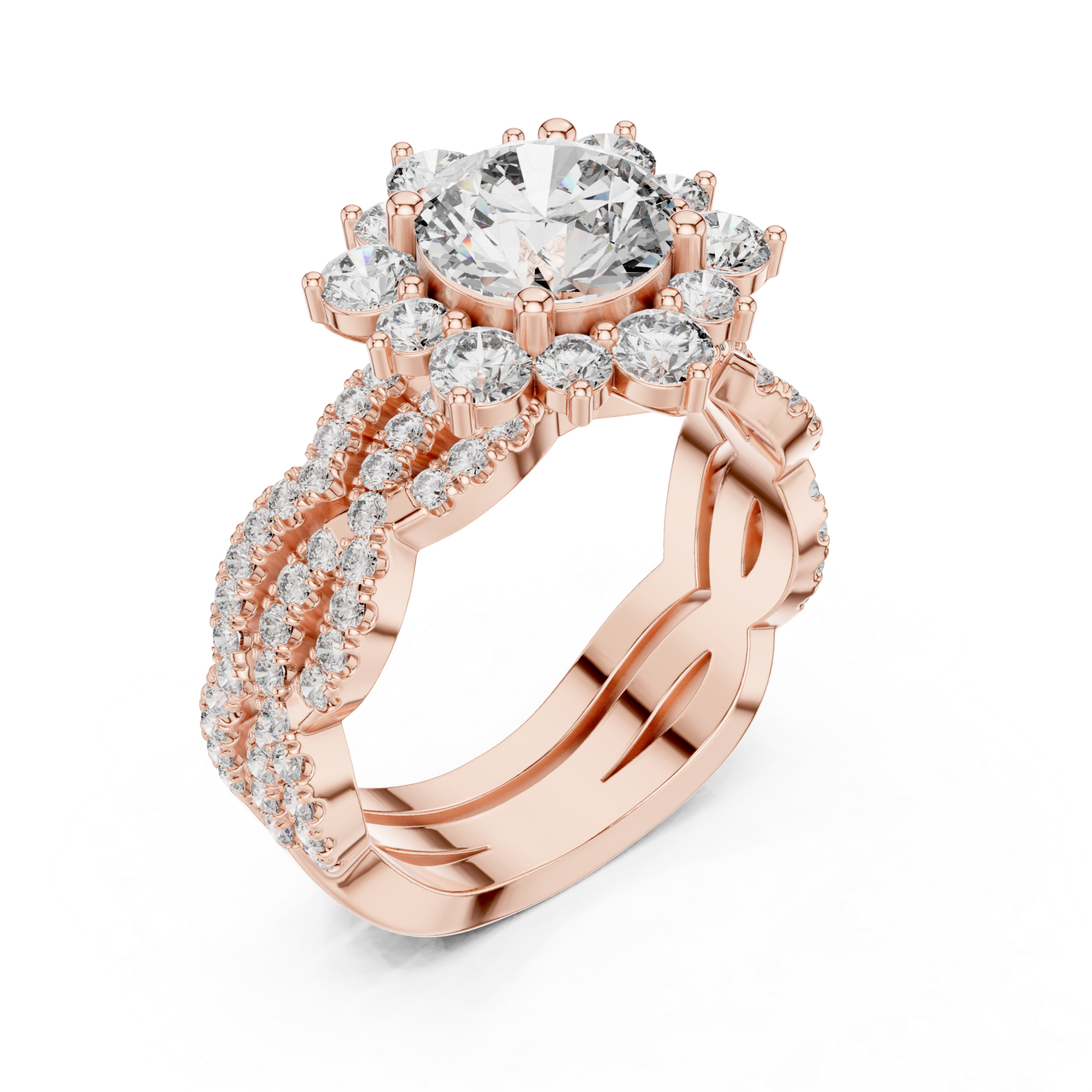  Rose Gold Celestial Embrace Radiance Couture Ring Right View