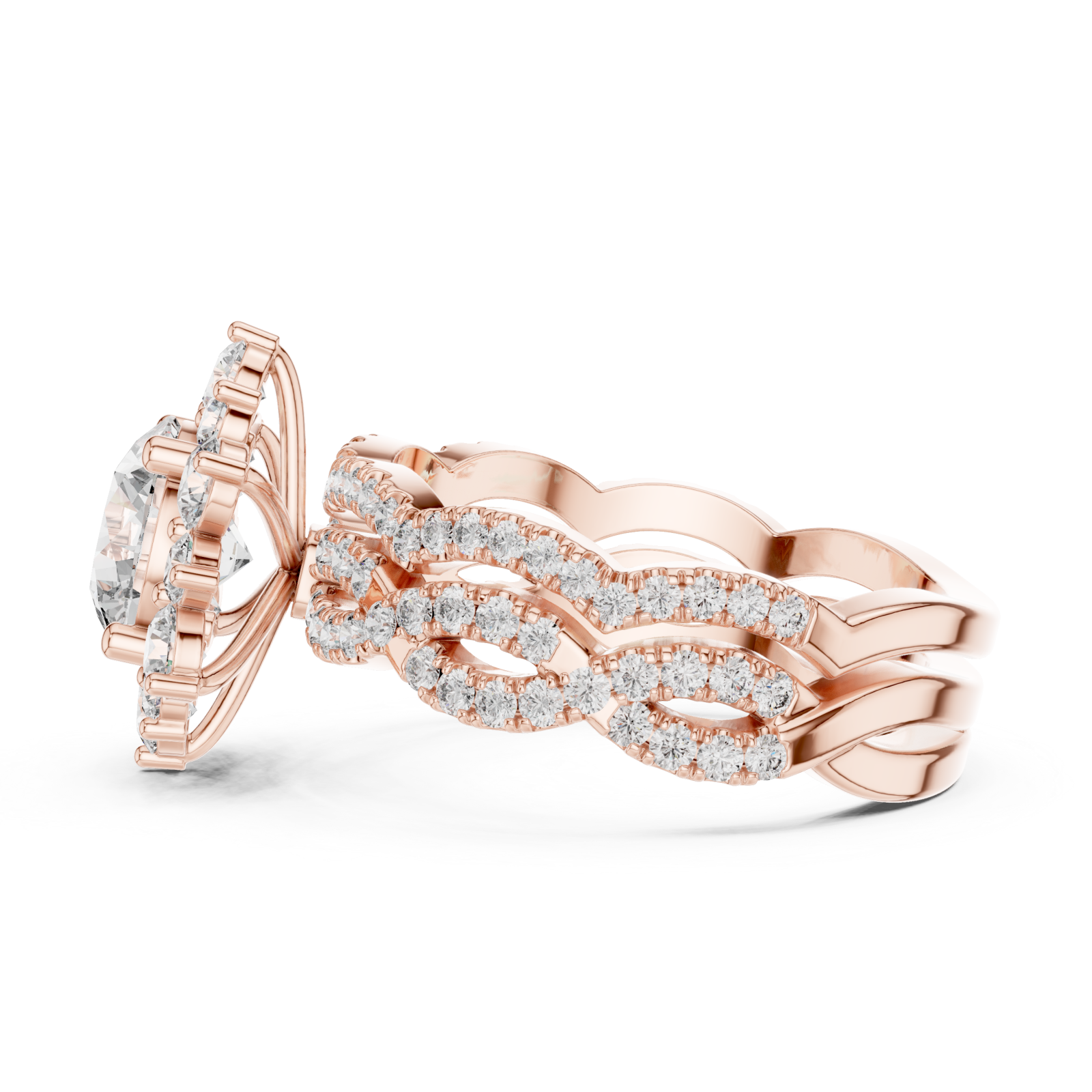  Rose Gold Celestial Embrace Radiance Couture Ring Side View
