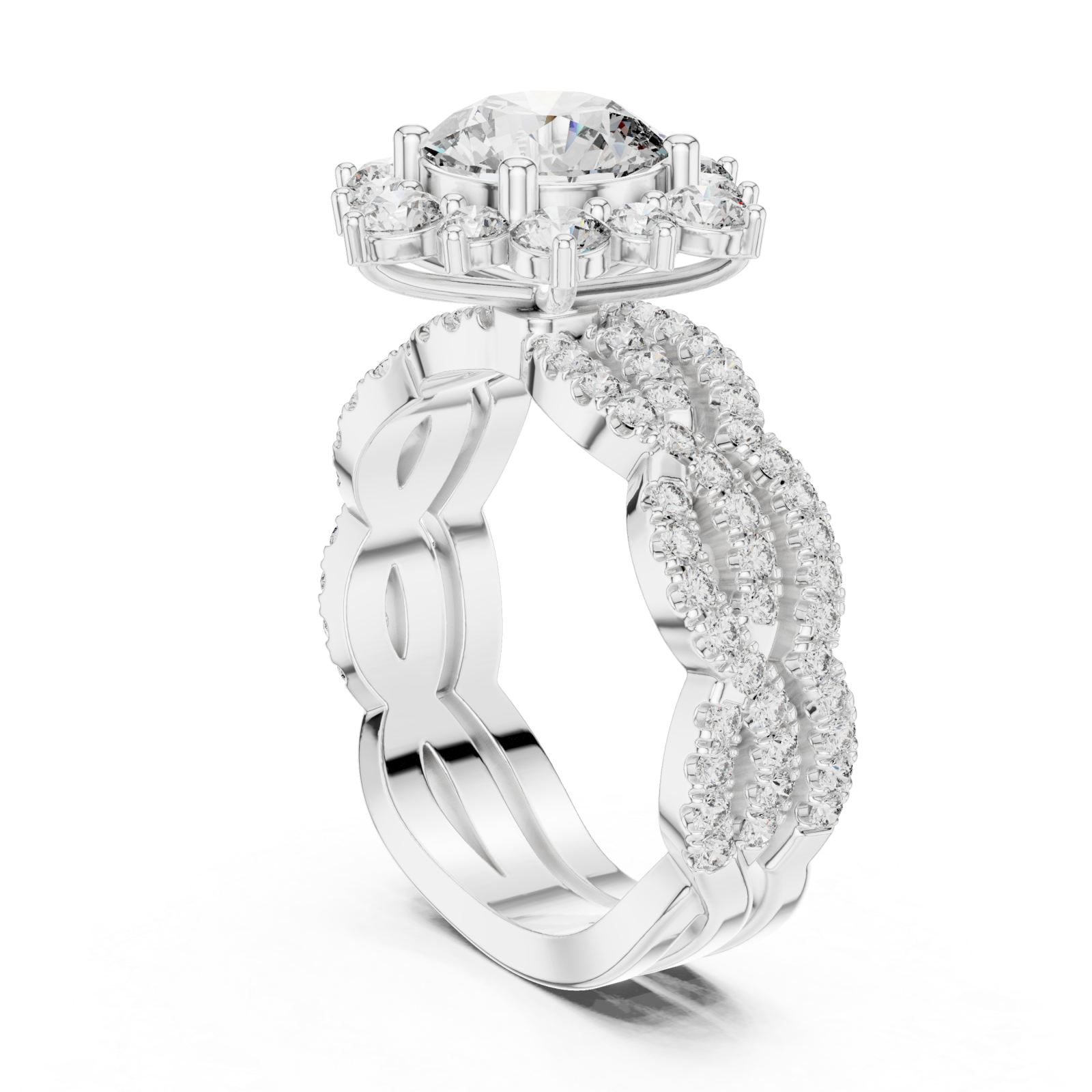  White Gold Celestial Embrace Radiance Couture Ring Left View