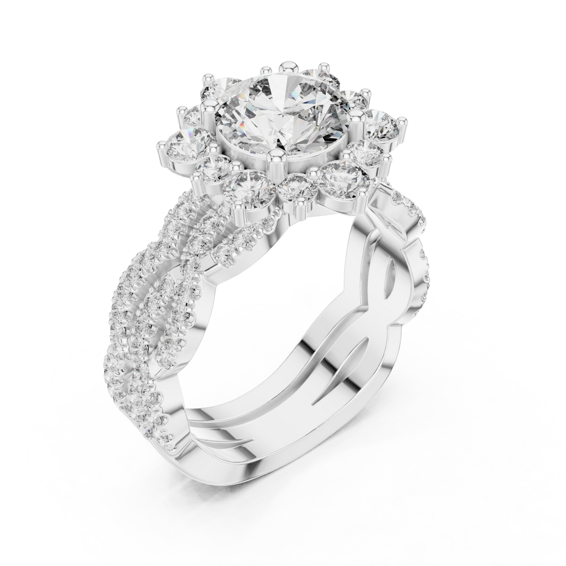  White Gold Celestial Embrace Radiance Couture Ring Right View