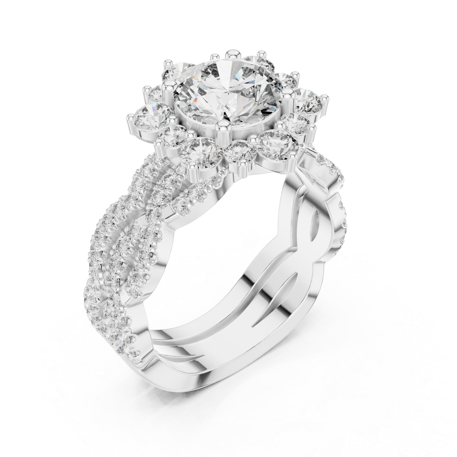  White Gold Celestial Embrace Radiance Couture Ring Right View