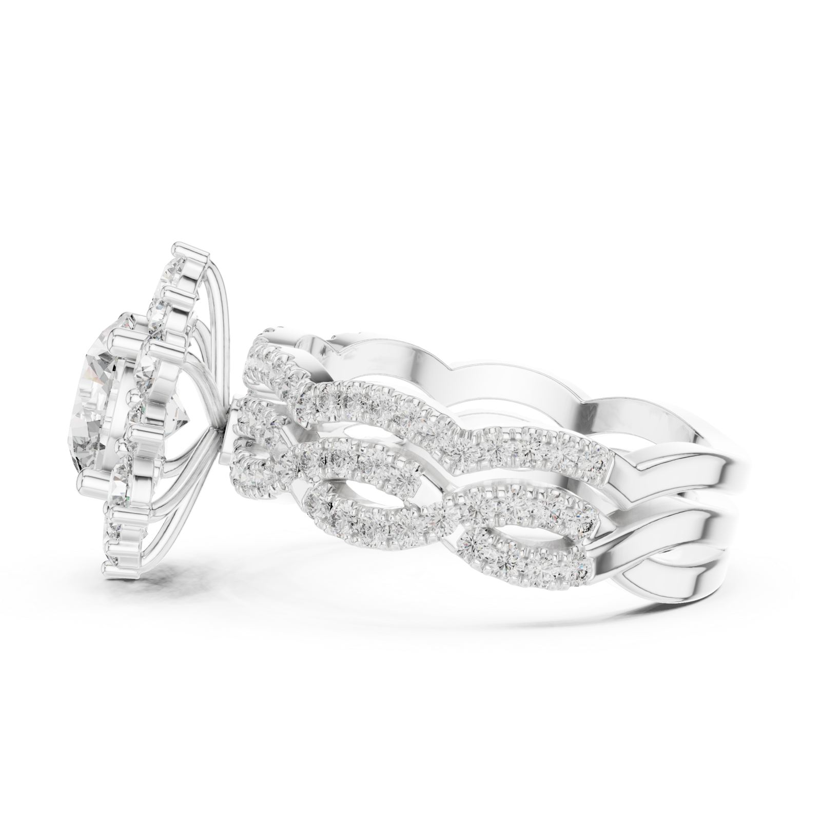  White Gold Celestial Embrace Radiance Couture Ring Side View