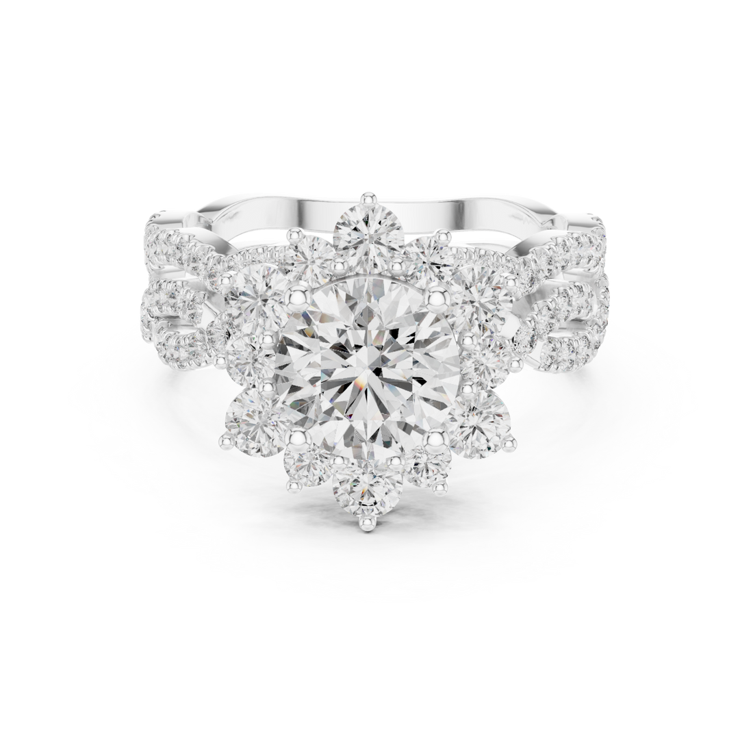  White Gold Celestial Embrace Radiance Couture Ring Right View