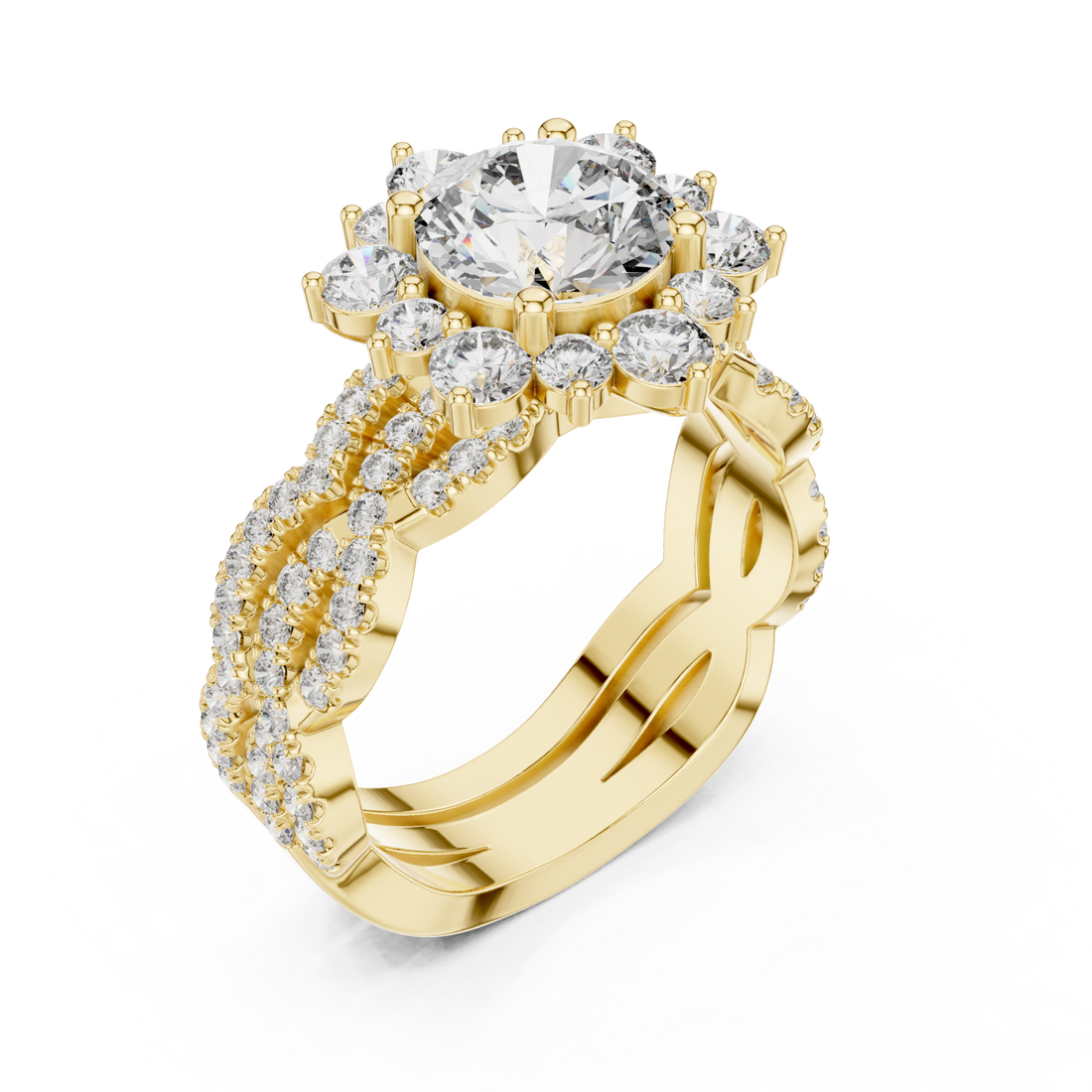 Gold Celestial Embrace Radiance Couture Ring Right View