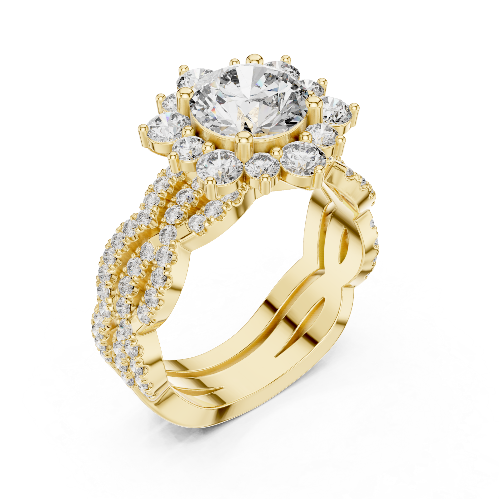 Gold Celestial Embrace Radiance Couture Ring Right View