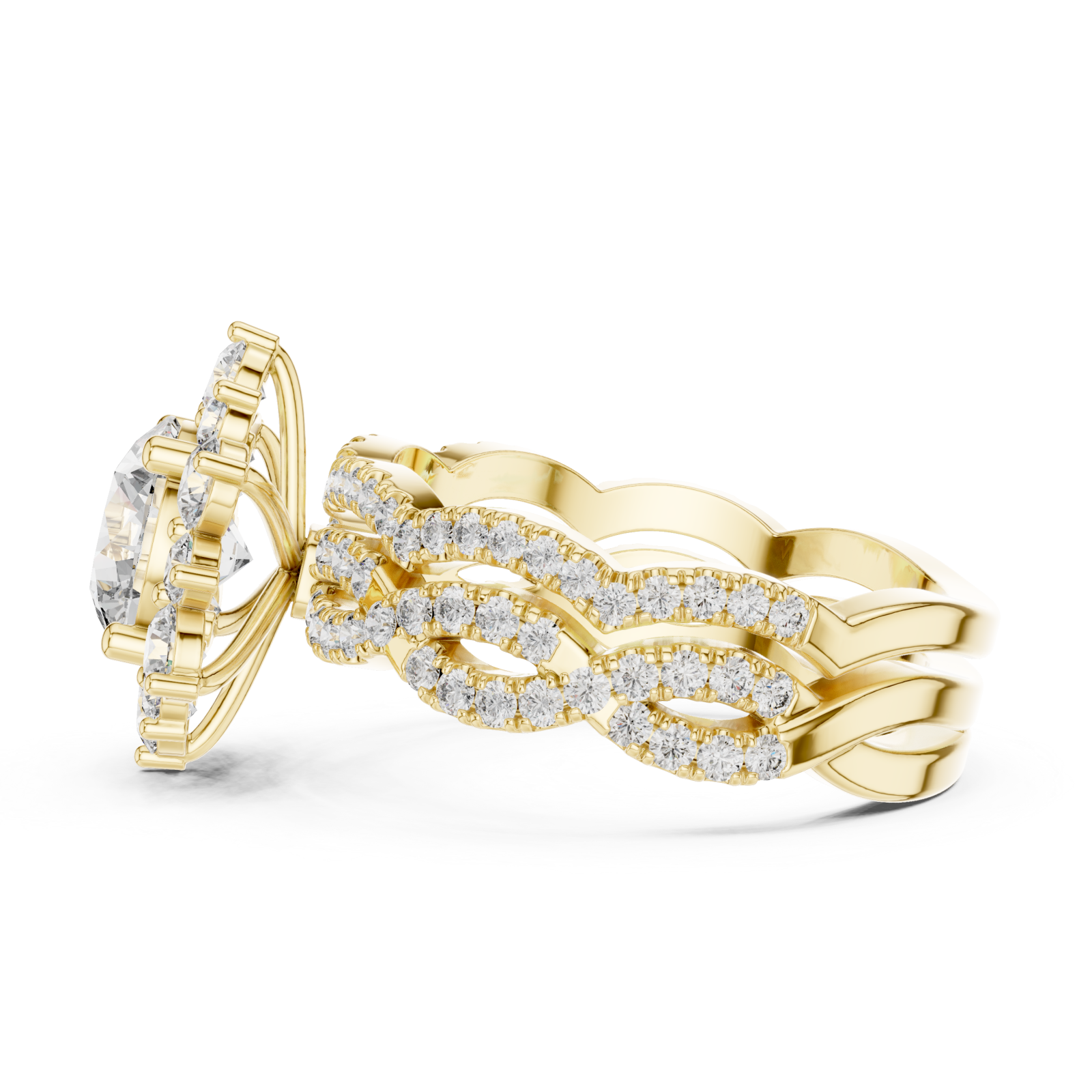  Gold Celestial Embrace Radiance Couture Ring Side View