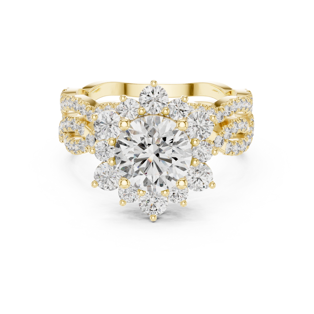 Gold Celestial Embrace Radiance Couture Ring Right View