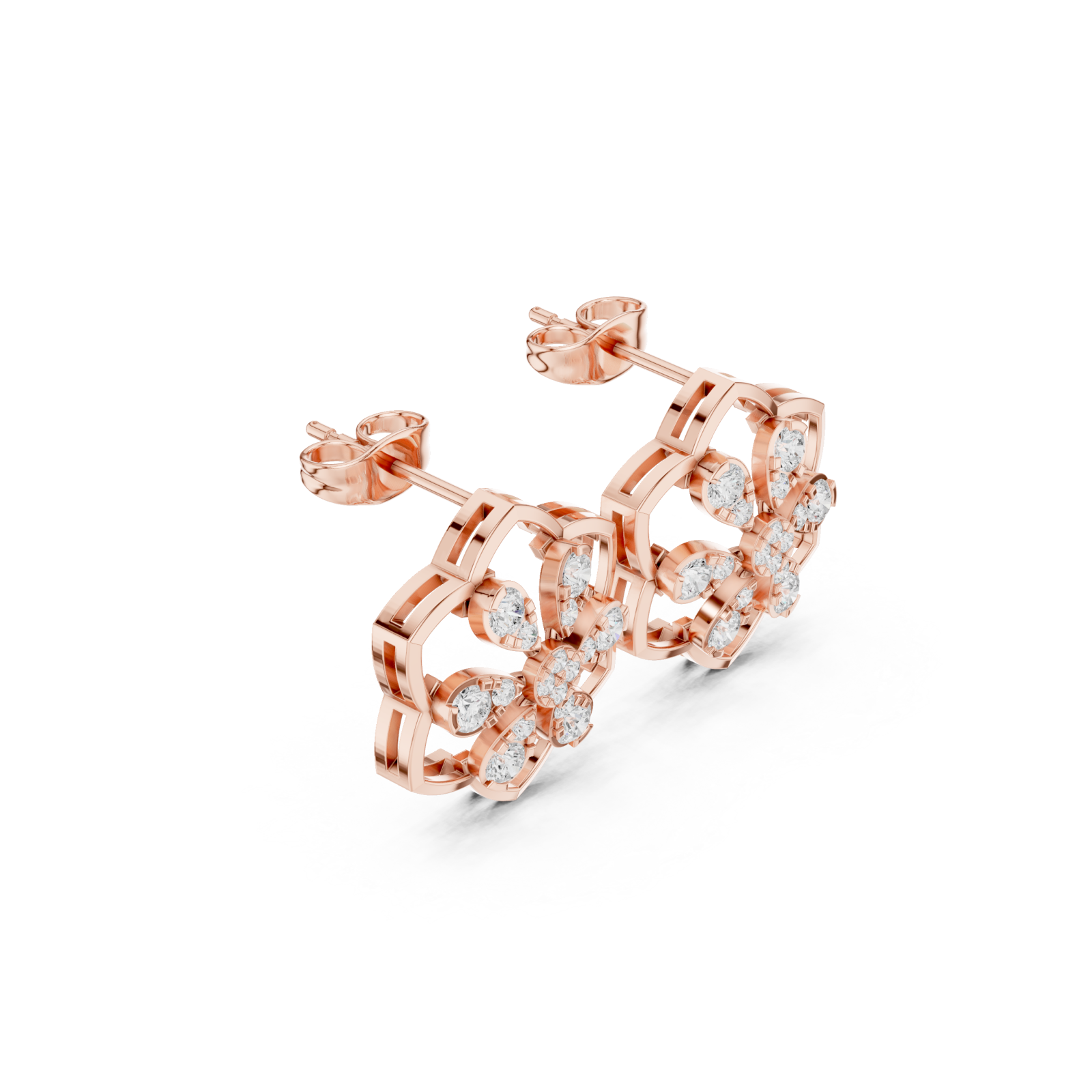  Rose Gold Celestial Embrace Hoop Earrings Left View