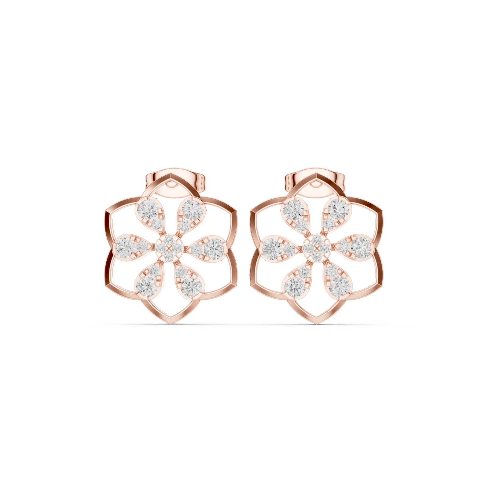  Rose Gold Celestial Embrace Hoop Earrings Front View