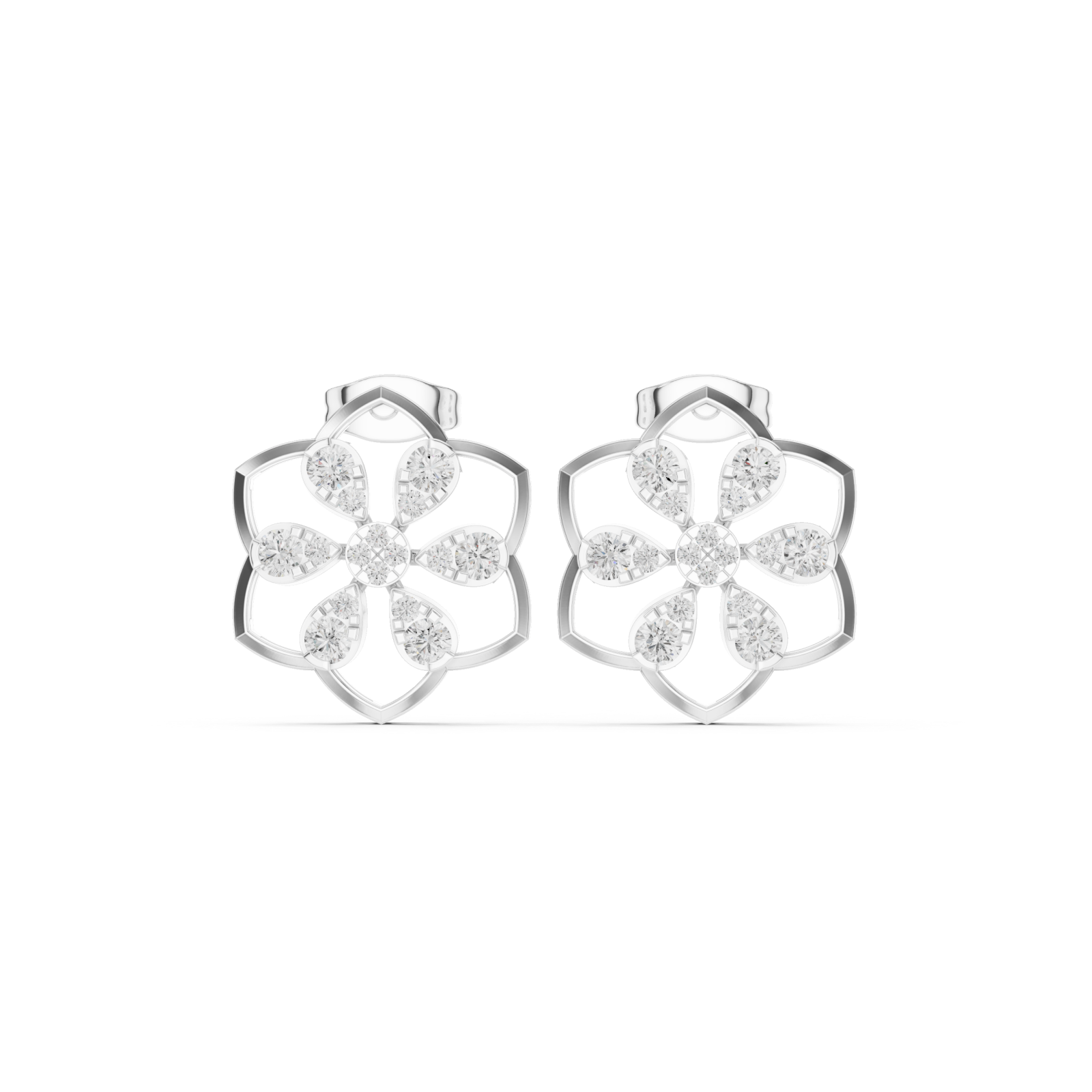 White Gold Celestial Embrace Hoop Earrings Front View