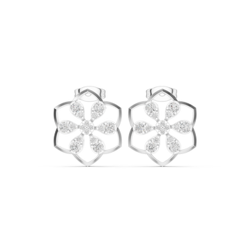 White Gold Celestial Embrace Hoop Earrings Front View