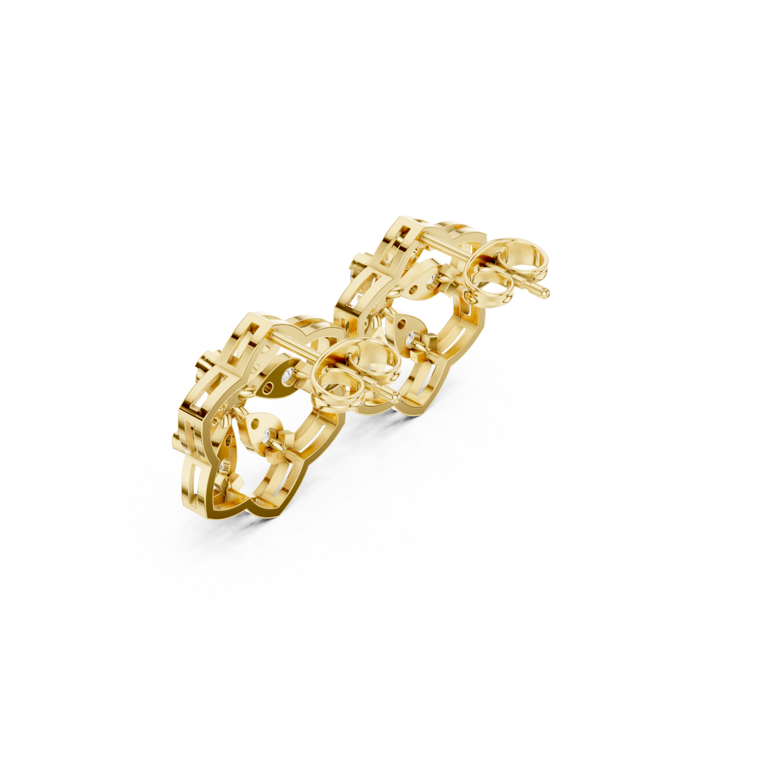 Gold Celestial Embrace Hoop Earrings Right View