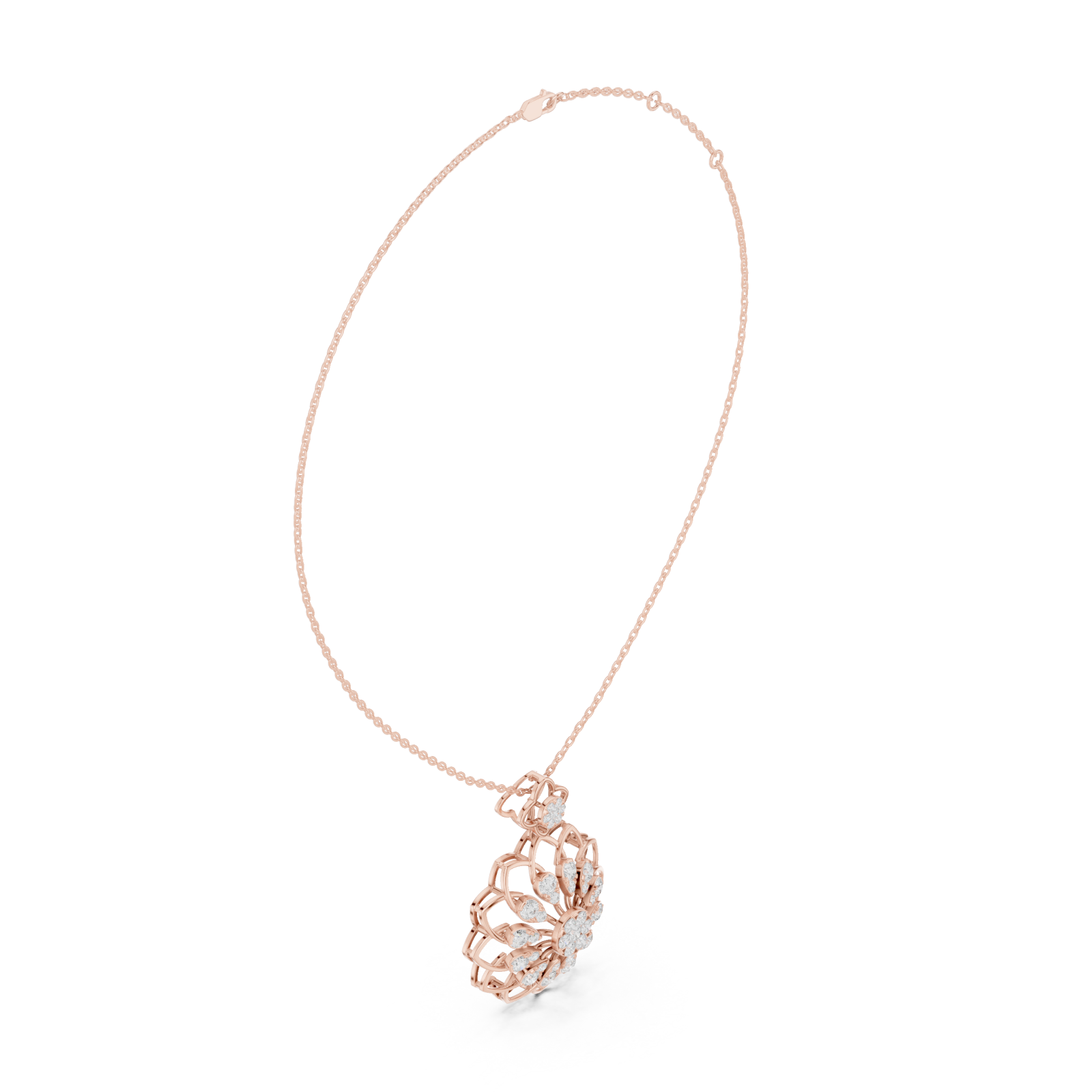  Rose Gold Starlet Embrace Floral Pendant Necklace Left View