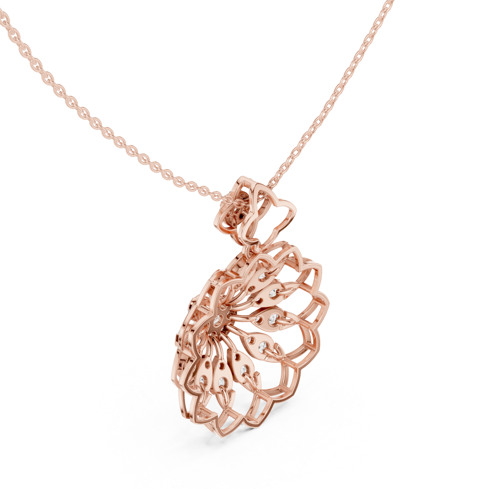 Rose Gold Starlet Embrace Floral Pendant Necklace Right View