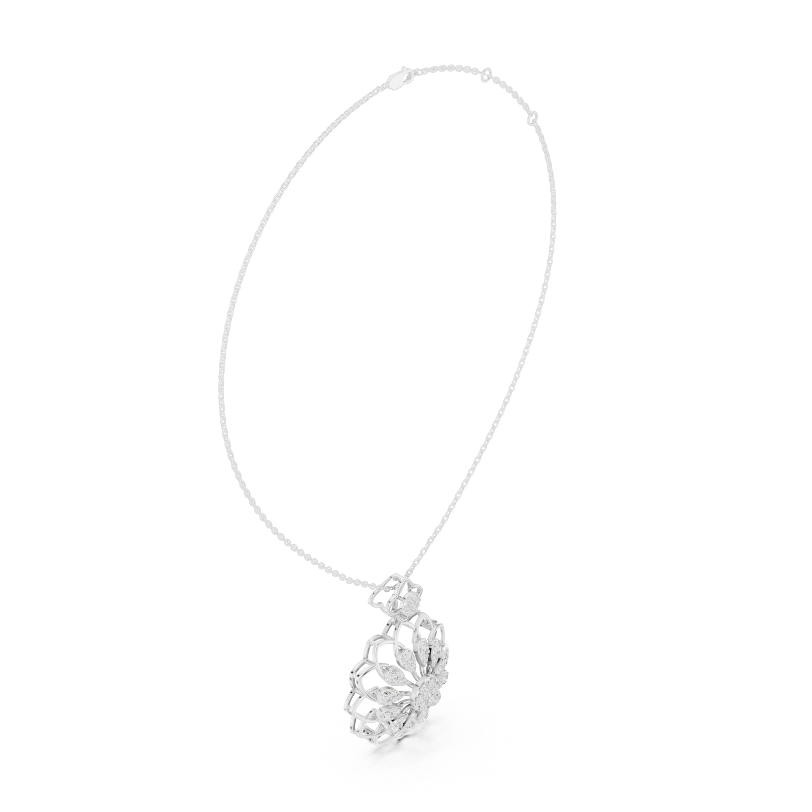  White Gold Starlet Embrace Floral Pendant Necklace Left View
