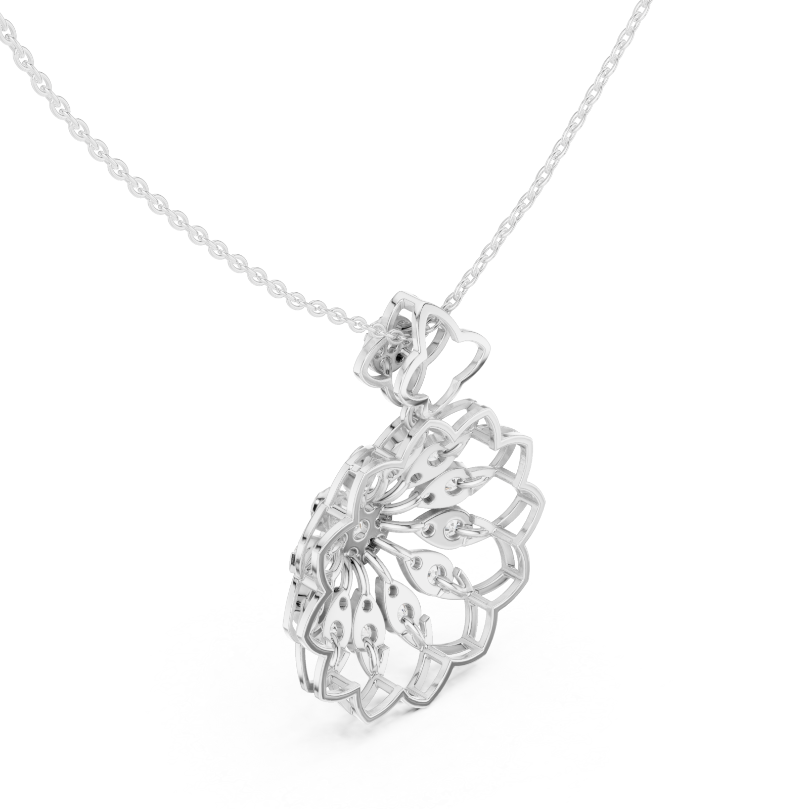  White Gold Starlet Embrace Floral Pendant Necklace Right View