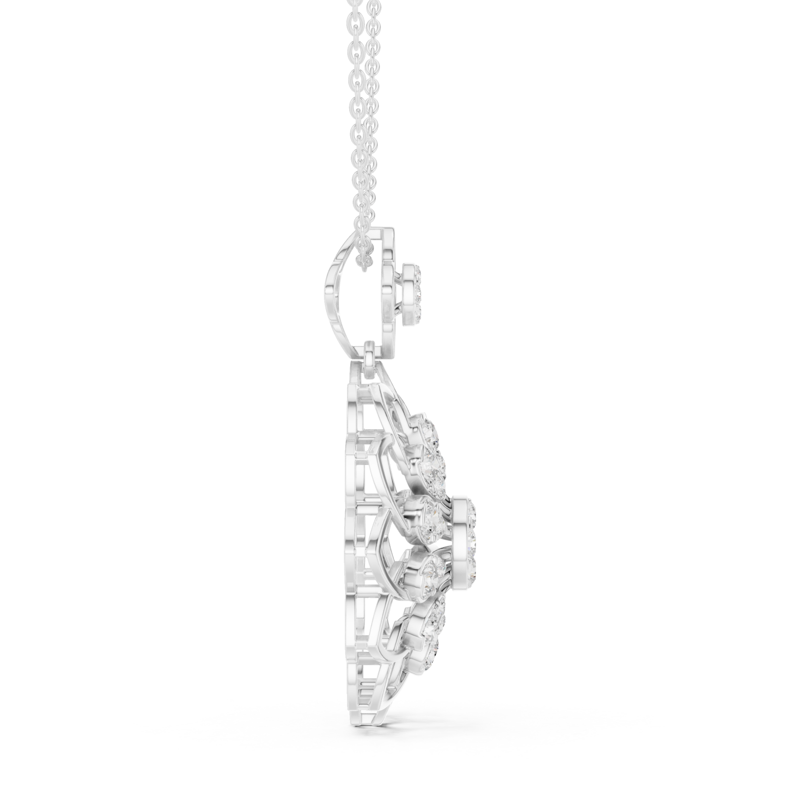 White Gold Starlet Embrace Floral Pendant Necklace Side View