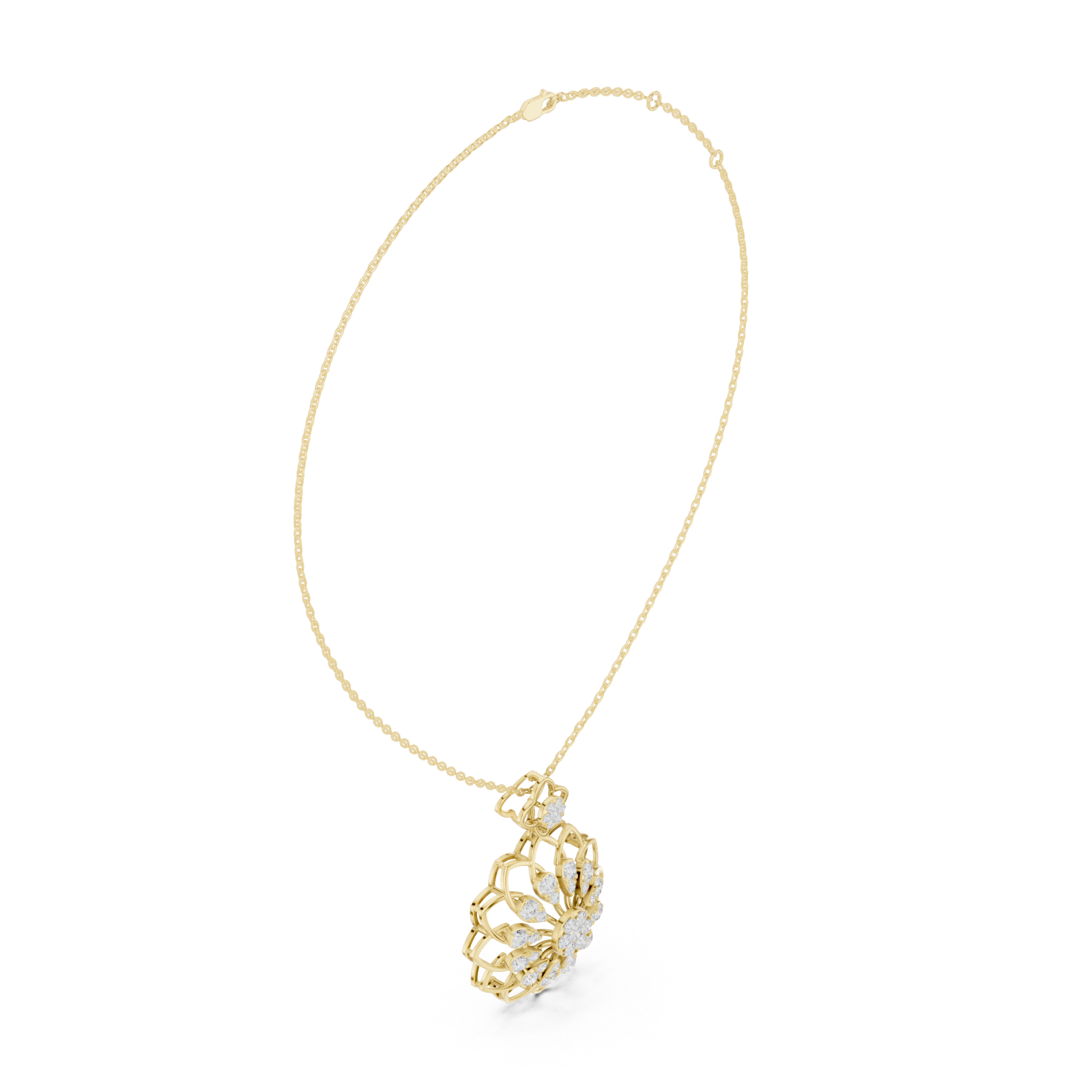  Gold Starlet Embrace Floral Pendant Necklace Left View