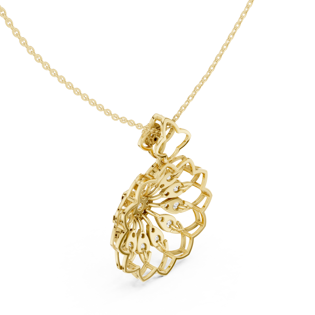 Gold Starlet Embrace Floral Pendant Necklace Right View