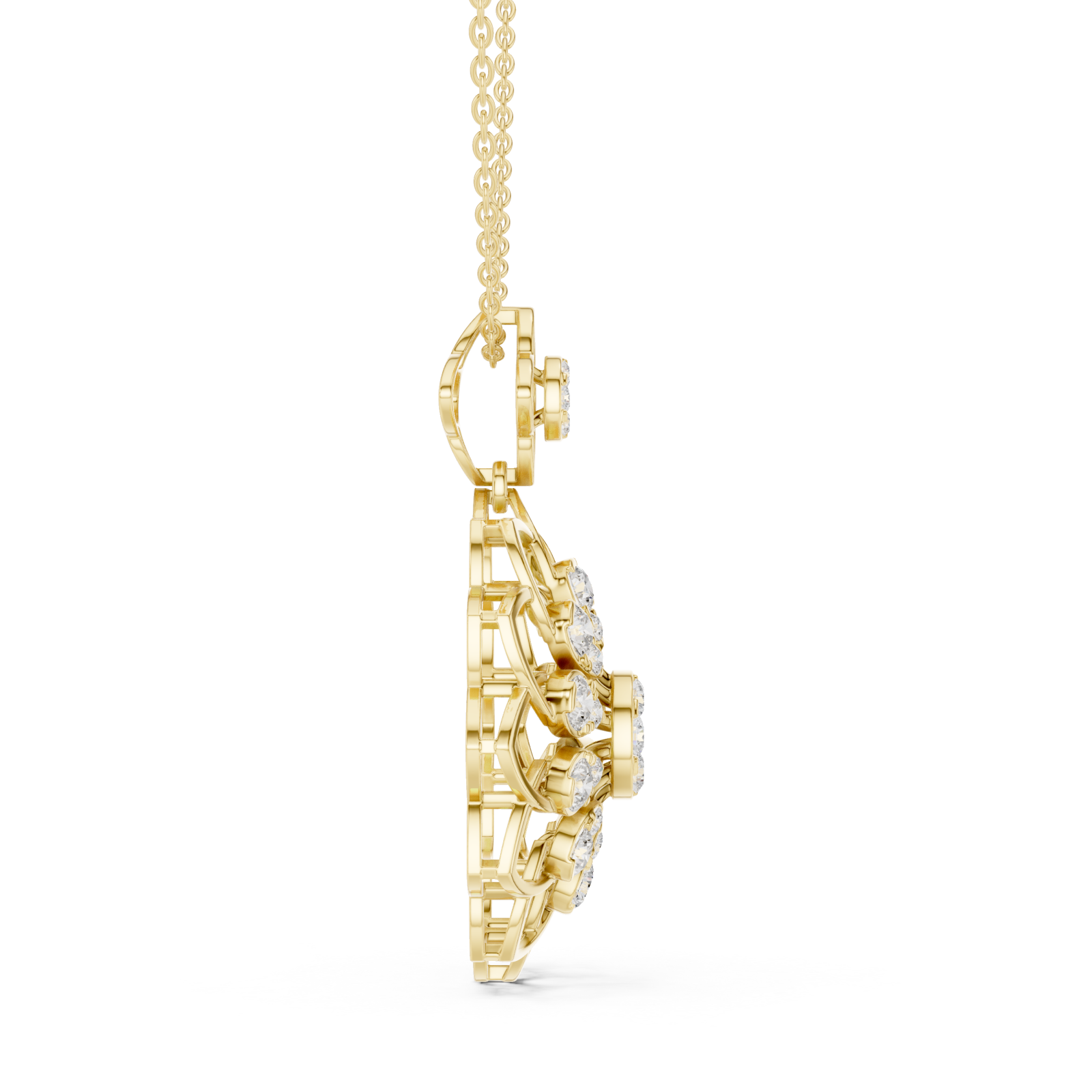  Gold Starlet Embrace Floral Pendant Necklace Side View