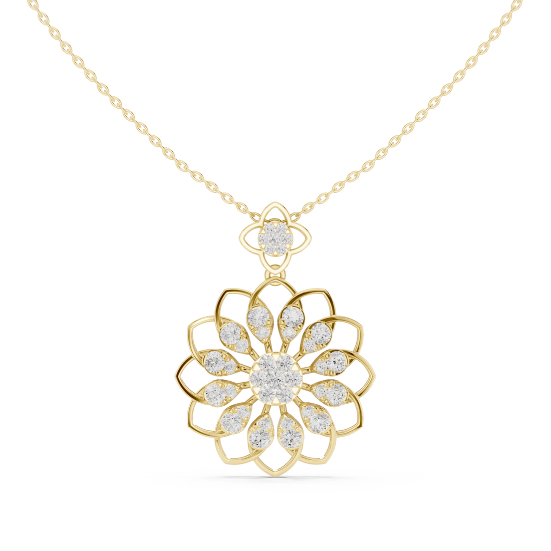 Gold Starlet Embrace Floral Pendant Necklace Right View