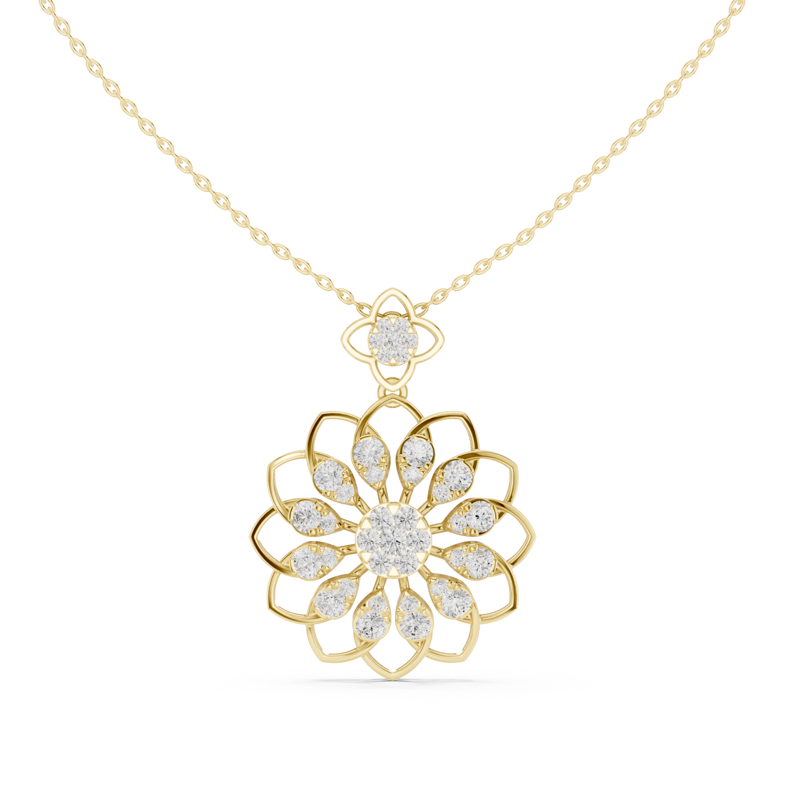  Gold Starlet Embrace Floral Pendant Necklace Front View