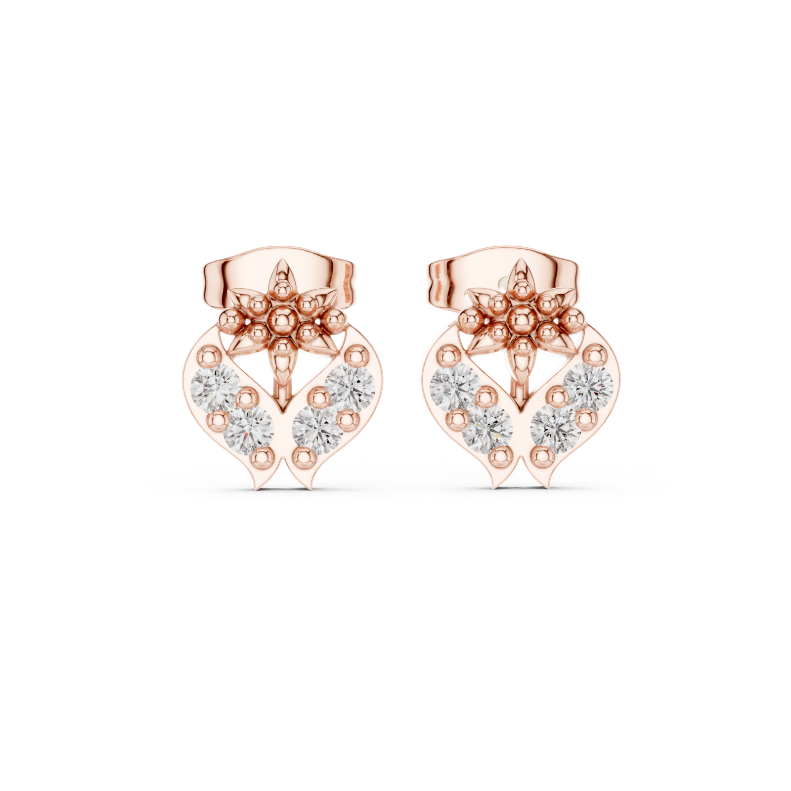 Rose Gold Celestial Harmony Cluster Earrings Front View