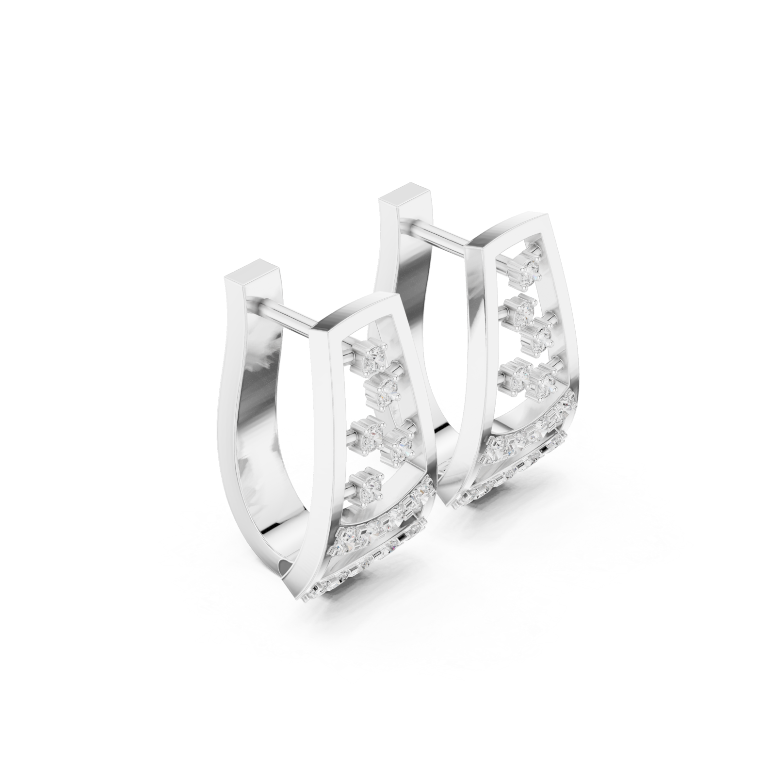  White Gold Celestial Harmony Cluster Earrings Left View