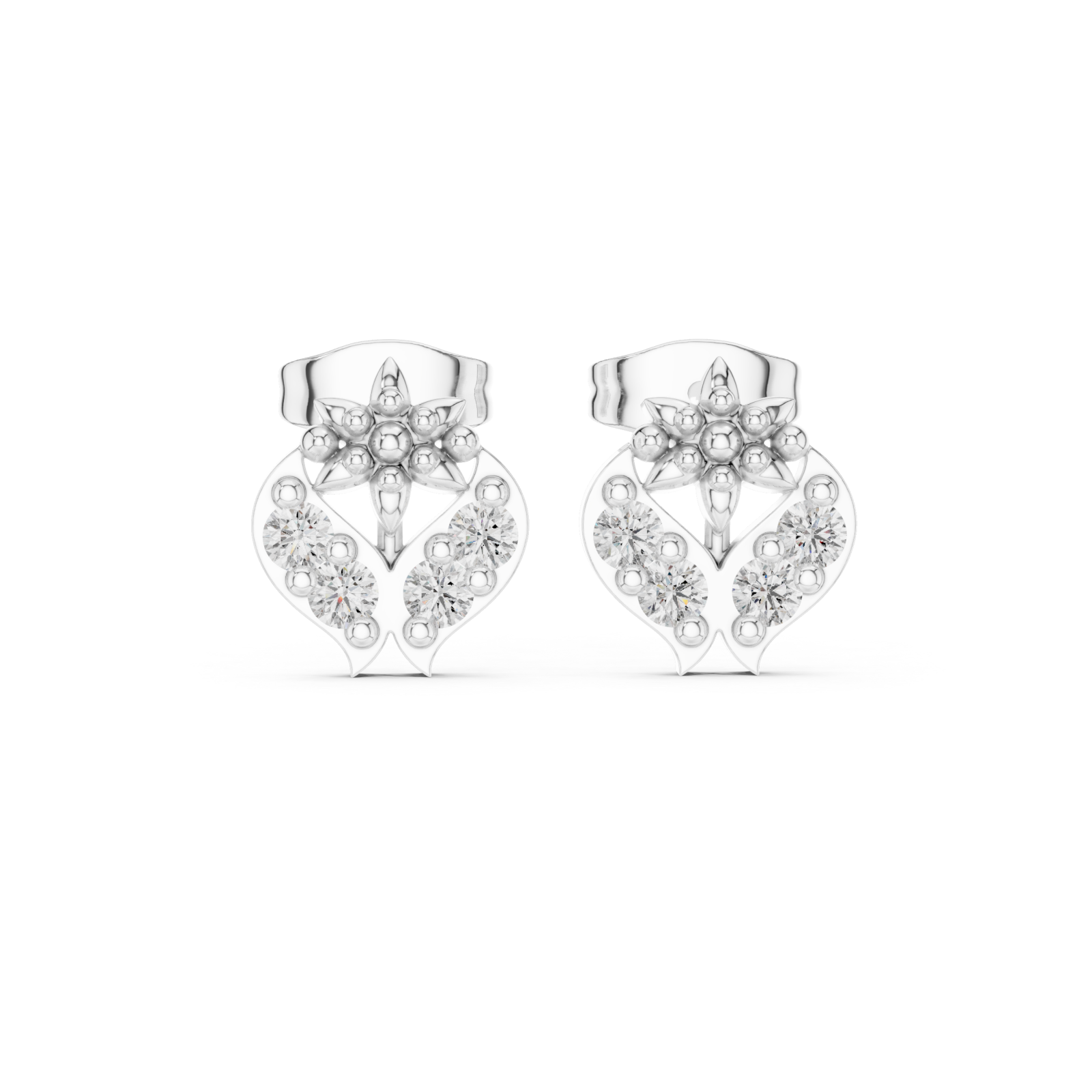  White Gold Celestial Harmony Cluster Earrings Front View