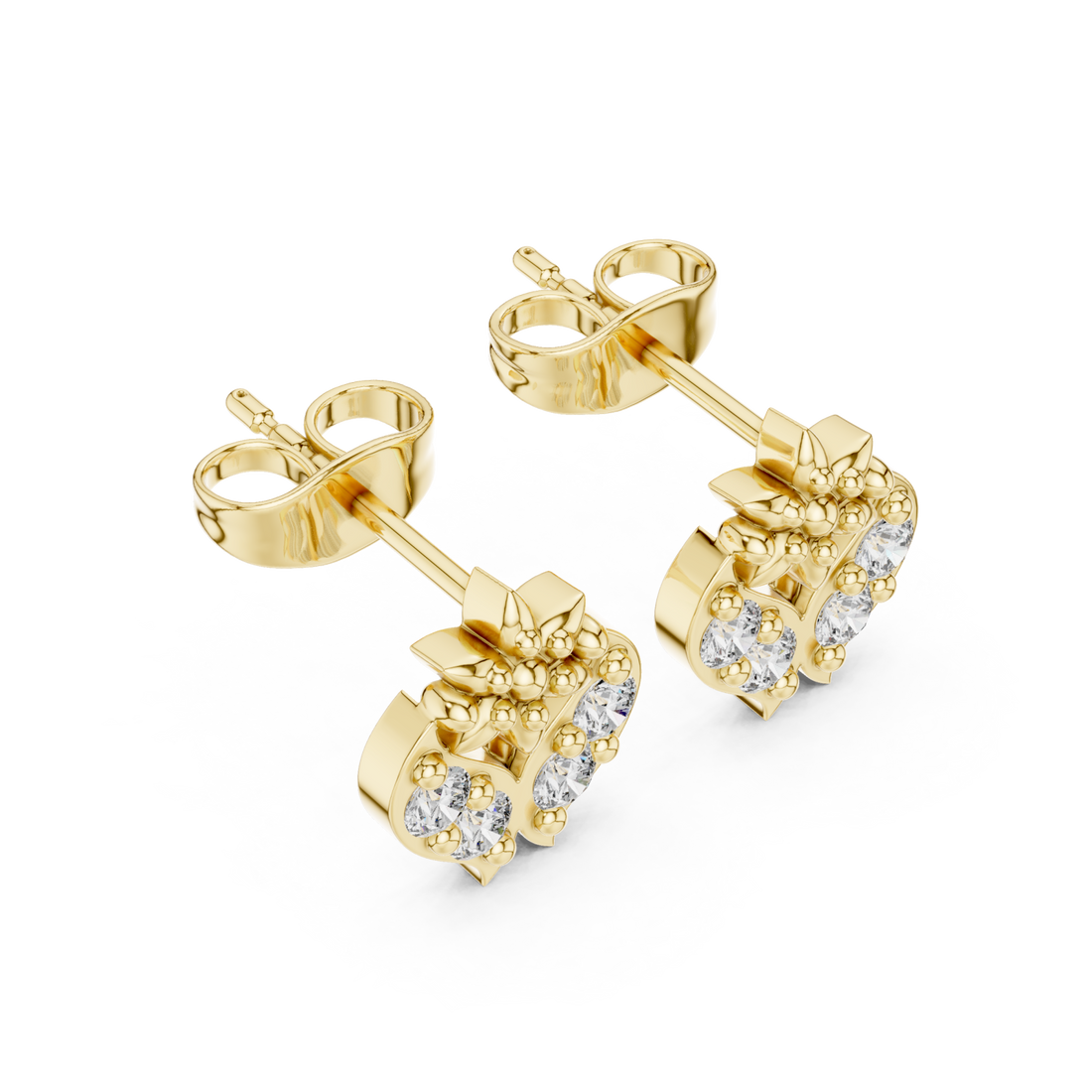 Gold Celestial Harmony Cluster Earrings Right View