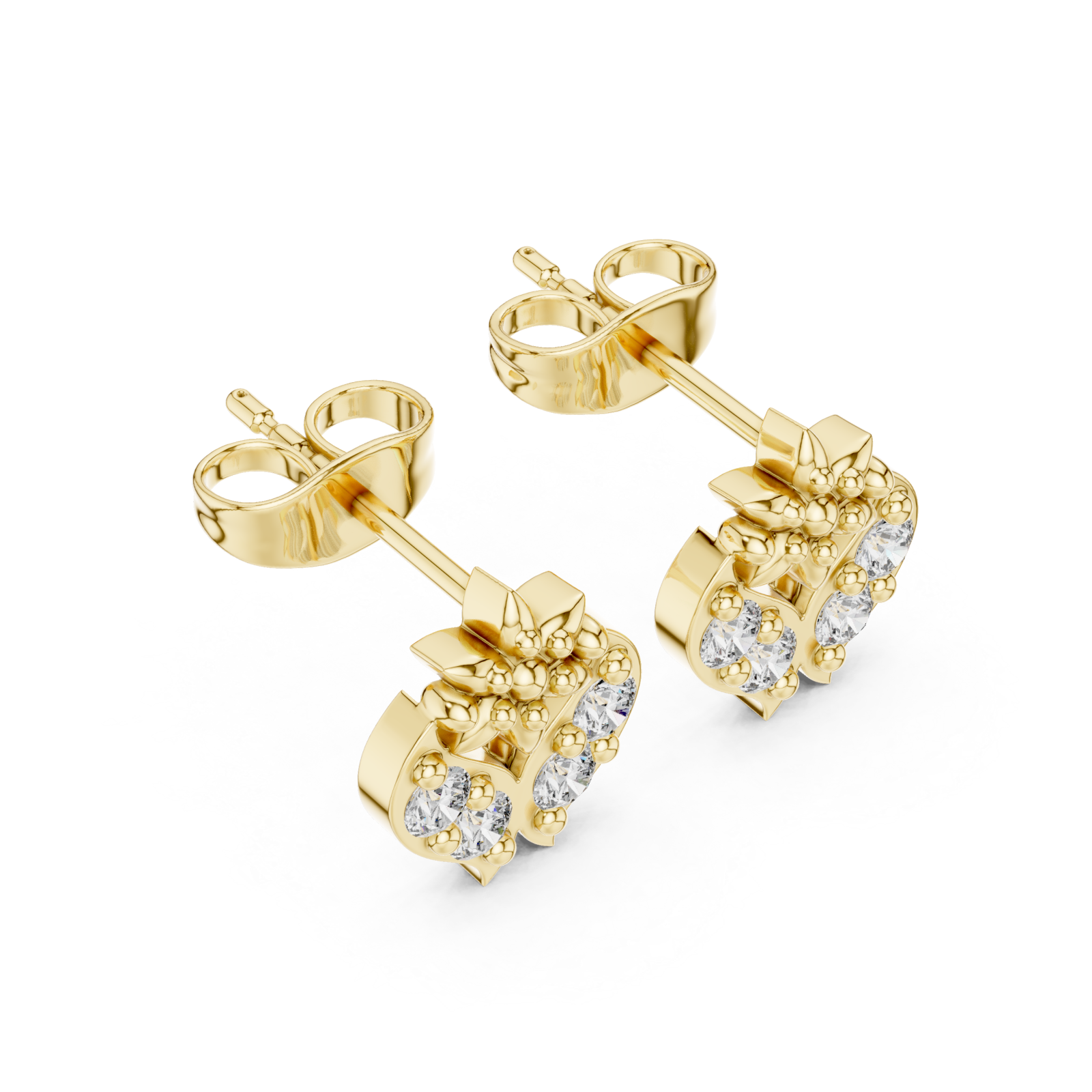 Gold Celestial Harmony Cluster Earrings Right View