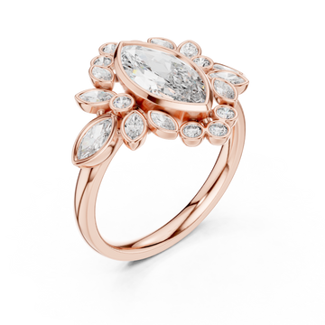  Rose Gold Lustrous Petal Halo Ring Right View