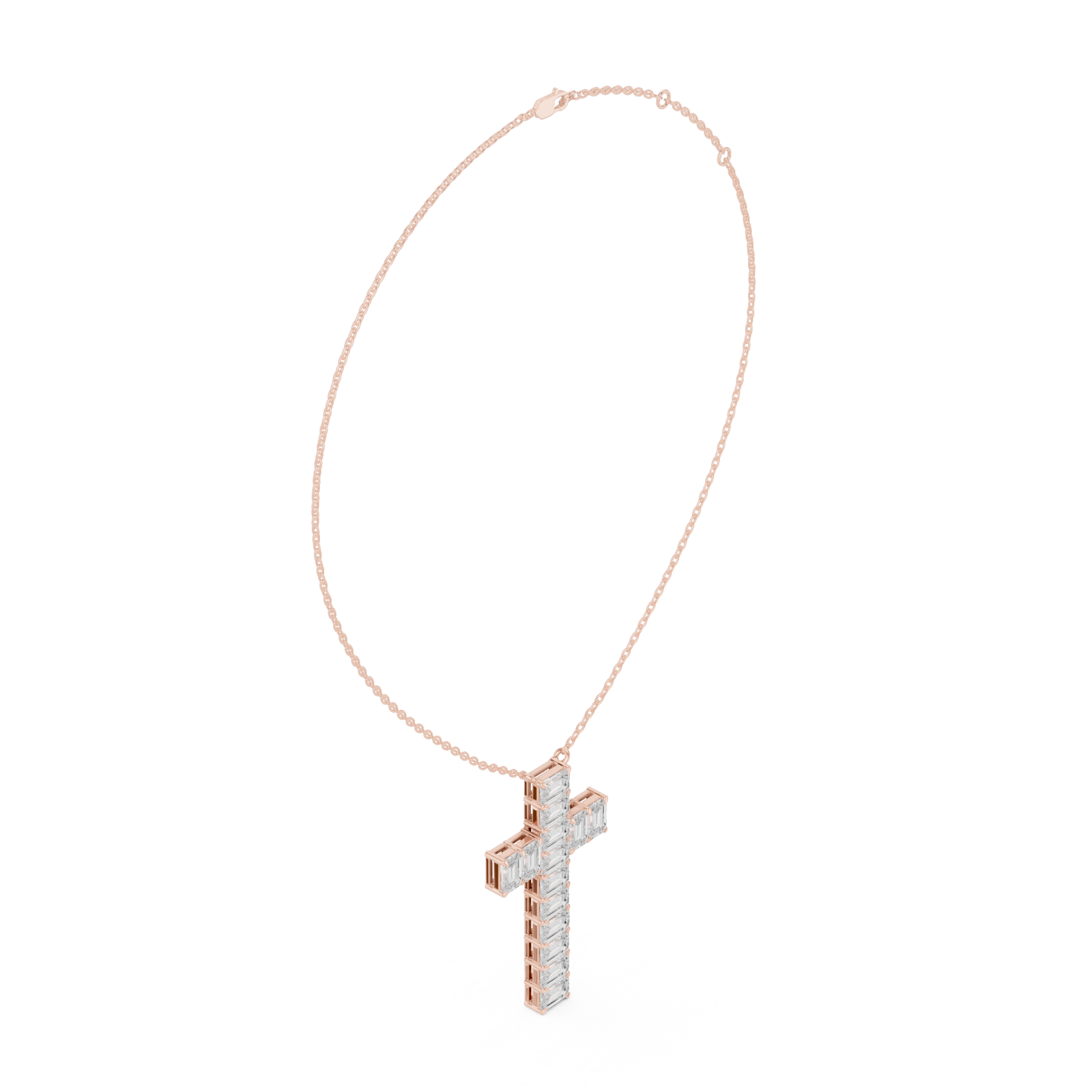  Rose Gold Celestial Lattice Cross Pendant Left View