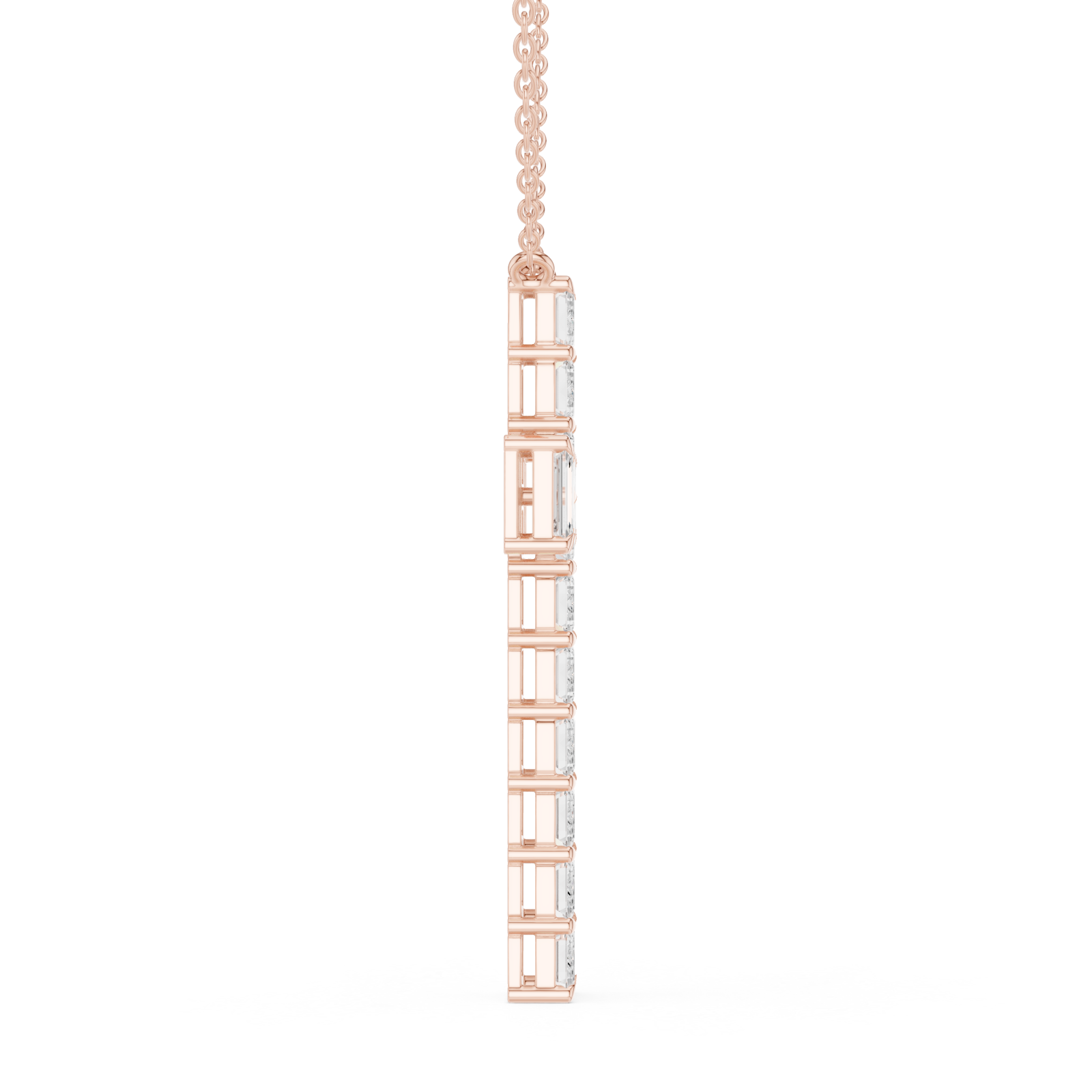  Rose Gold Celestial Lattice Cross Pendant Side View